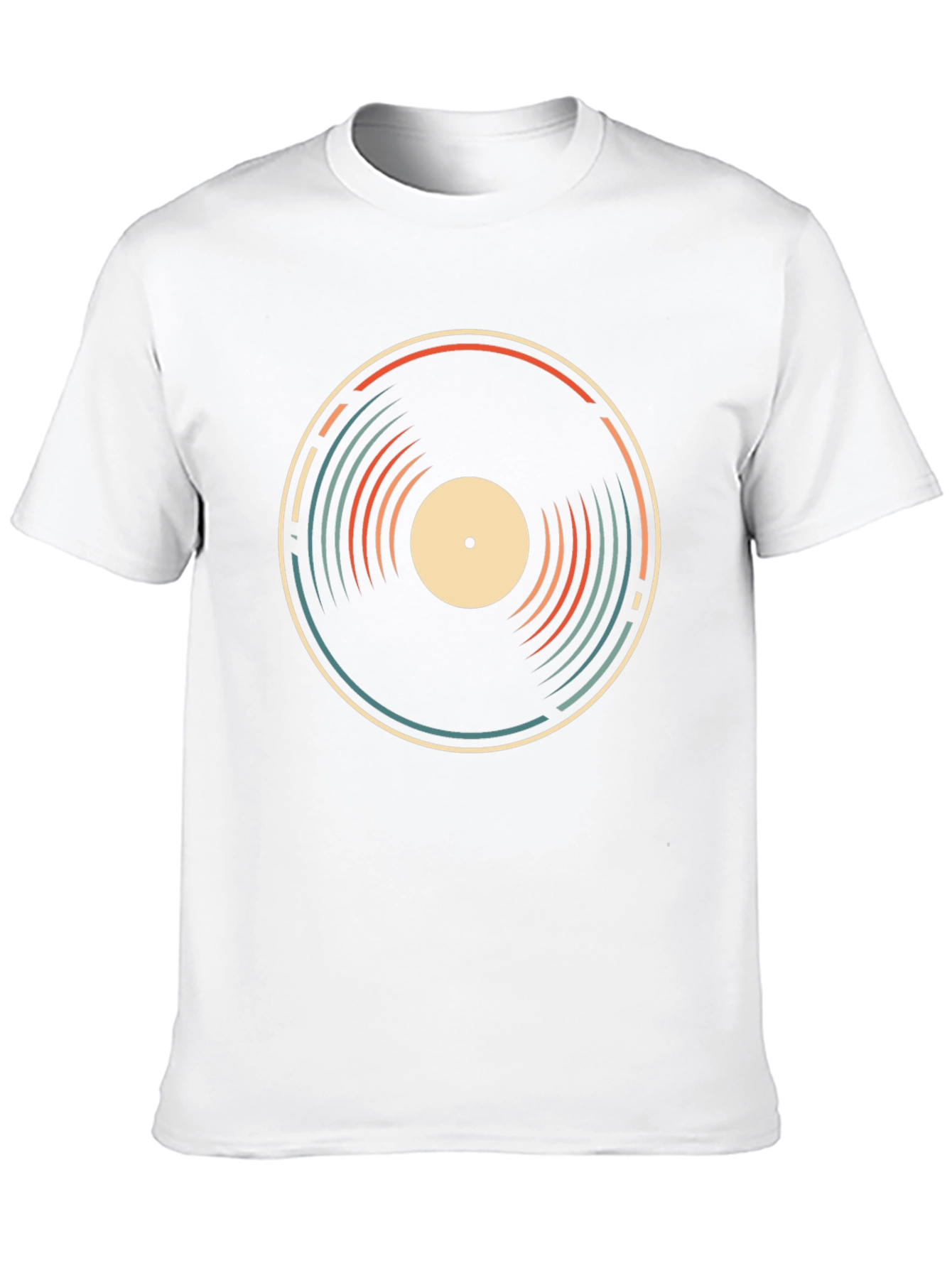 Black Retro Vinyl Record Graphic Tee - Black Cotton T-Shirt view 10