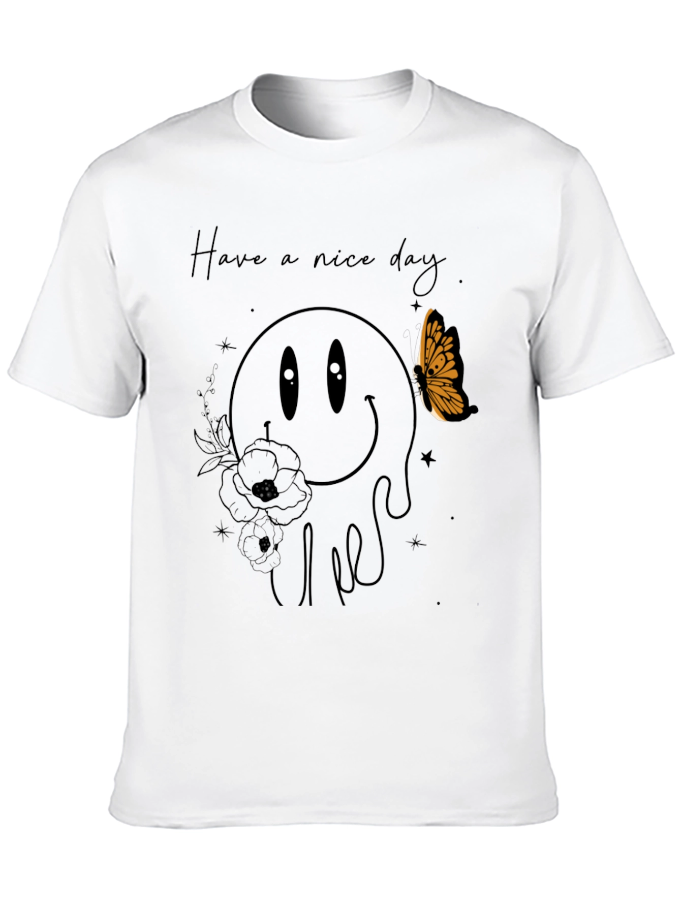 Black Have a Nice Day Smiley Face Graphic Tee - Black view 10