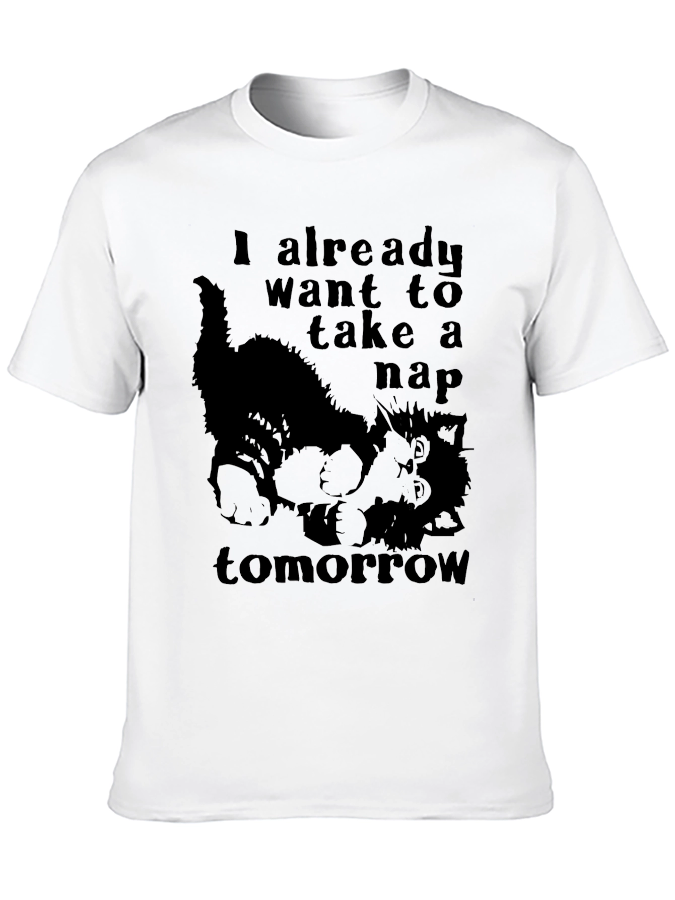 Black Funny Cat Nap T-Shirt - I Already Want to Take a Nap Tomorrow Tee view 10