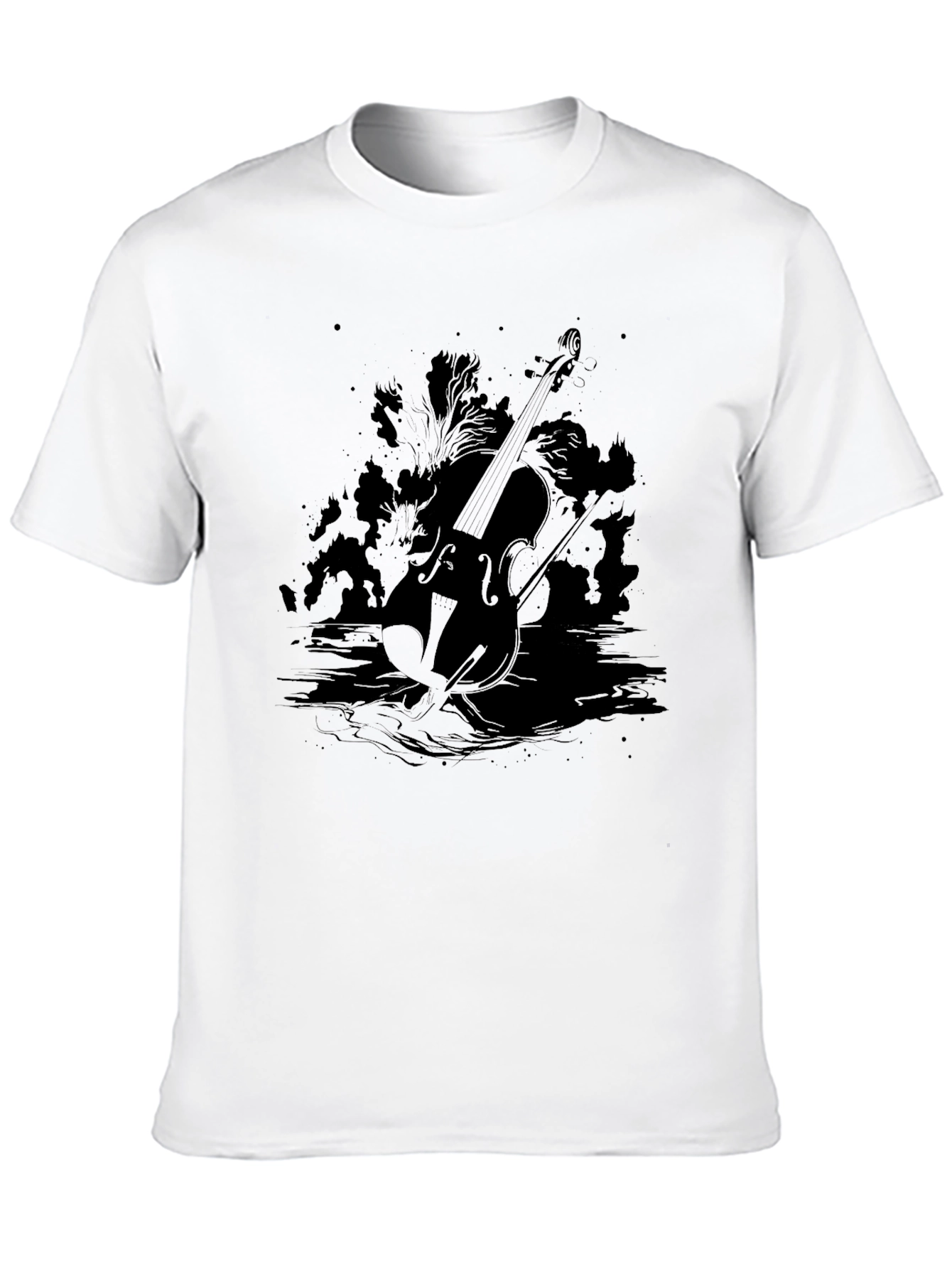 Black Violin Silhouette Graphic T-Shirt - Black view 10