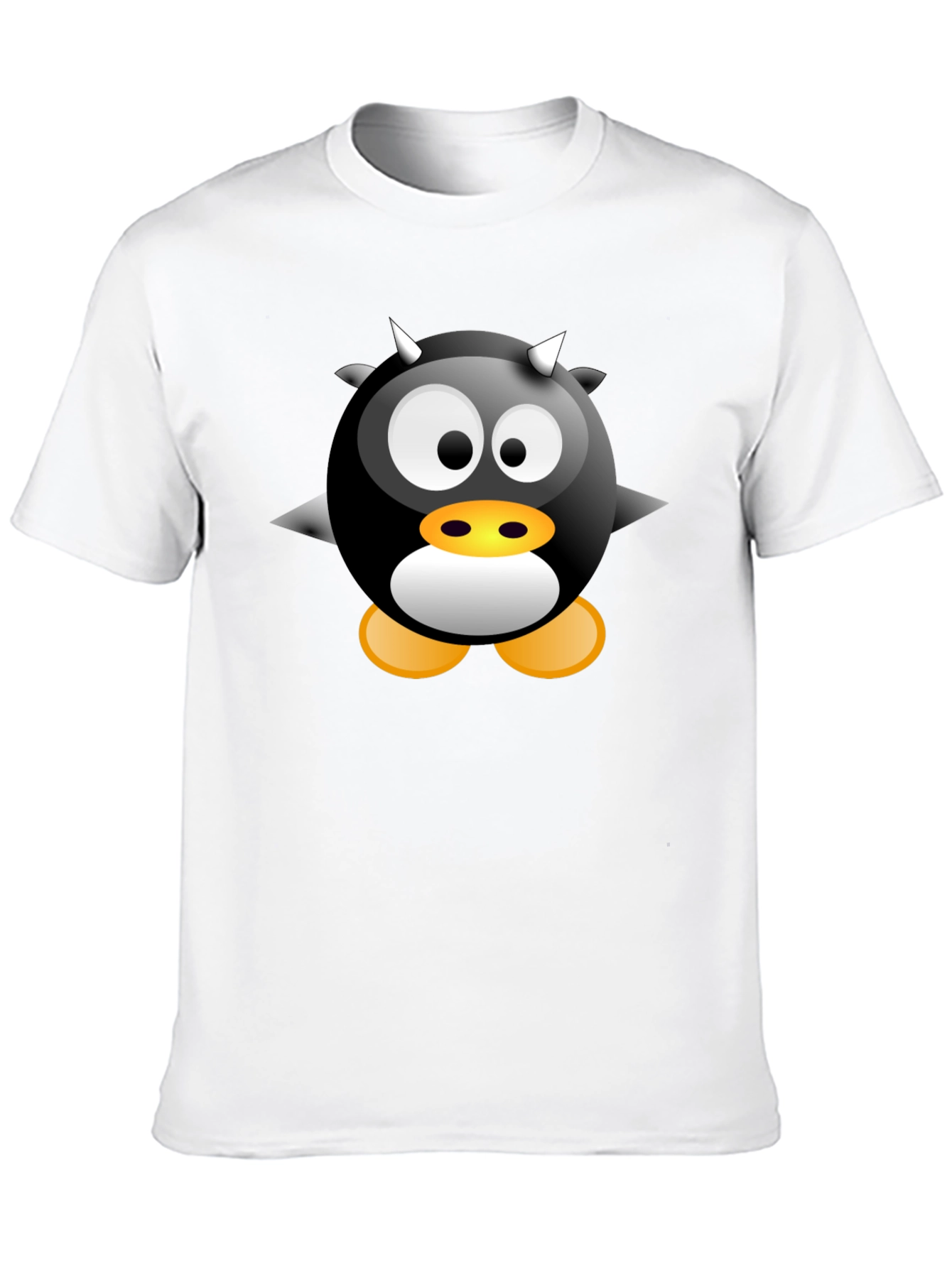 Black Cartoon Devil Penguin Graphic Tee - Black T-Shirt view 10