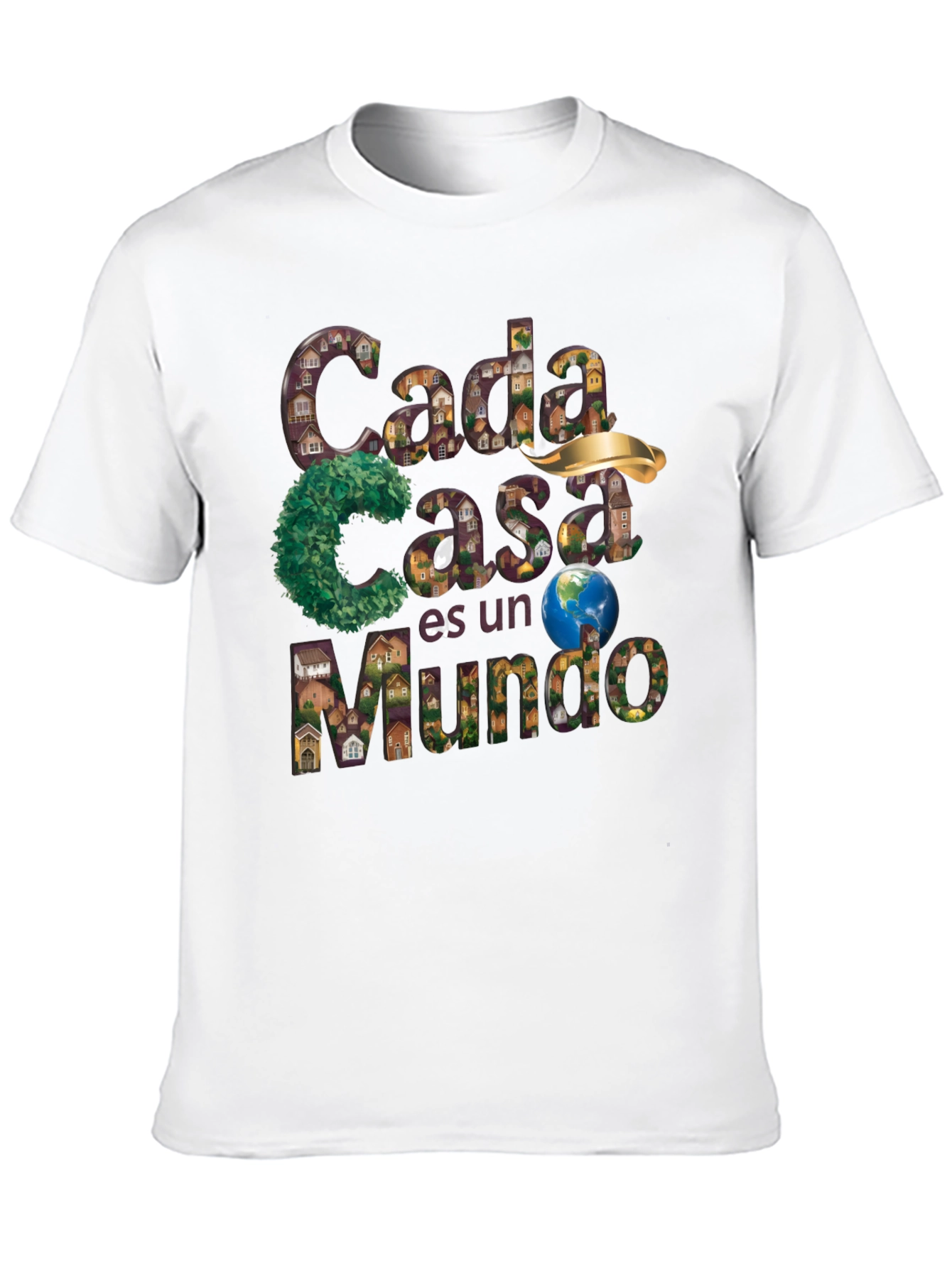 Black Unique Graphic T-Shirt - "Cada Casa es un Mundo" Design view 10