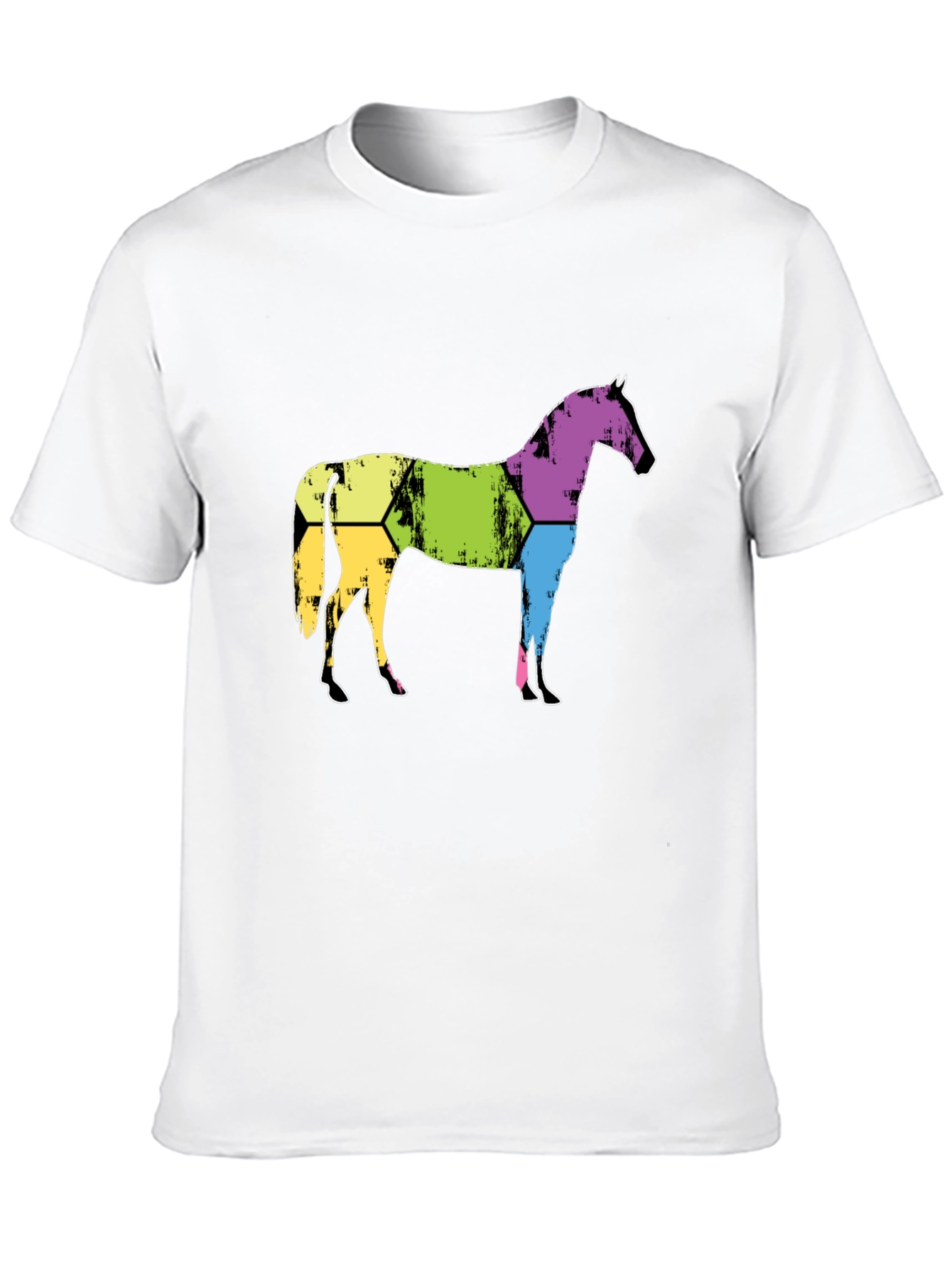 Black Abstract Horse Graphic Tee - Men's Black T-Shirt view 10