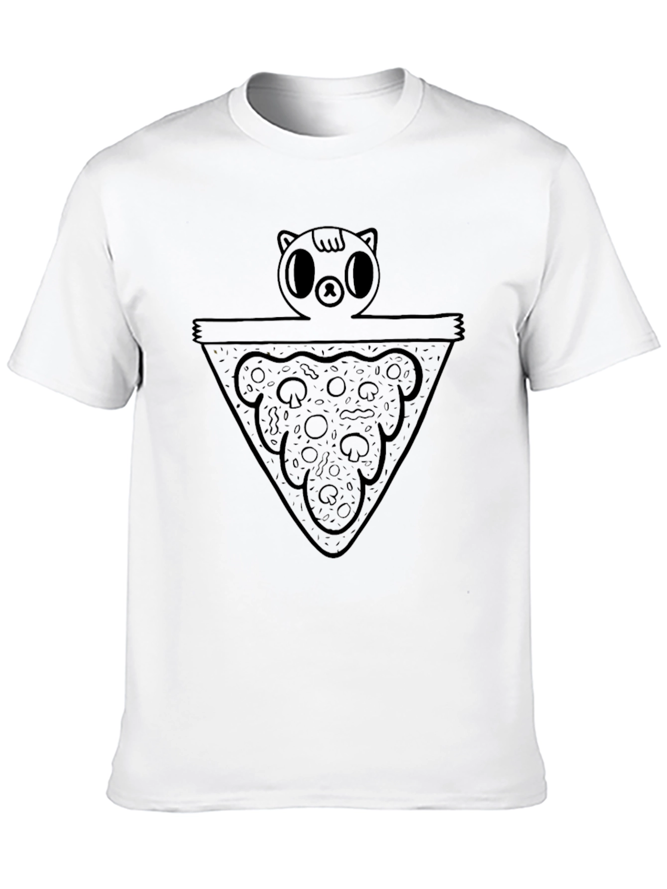 Black Pizza Cat Graphic Black Tee view 10