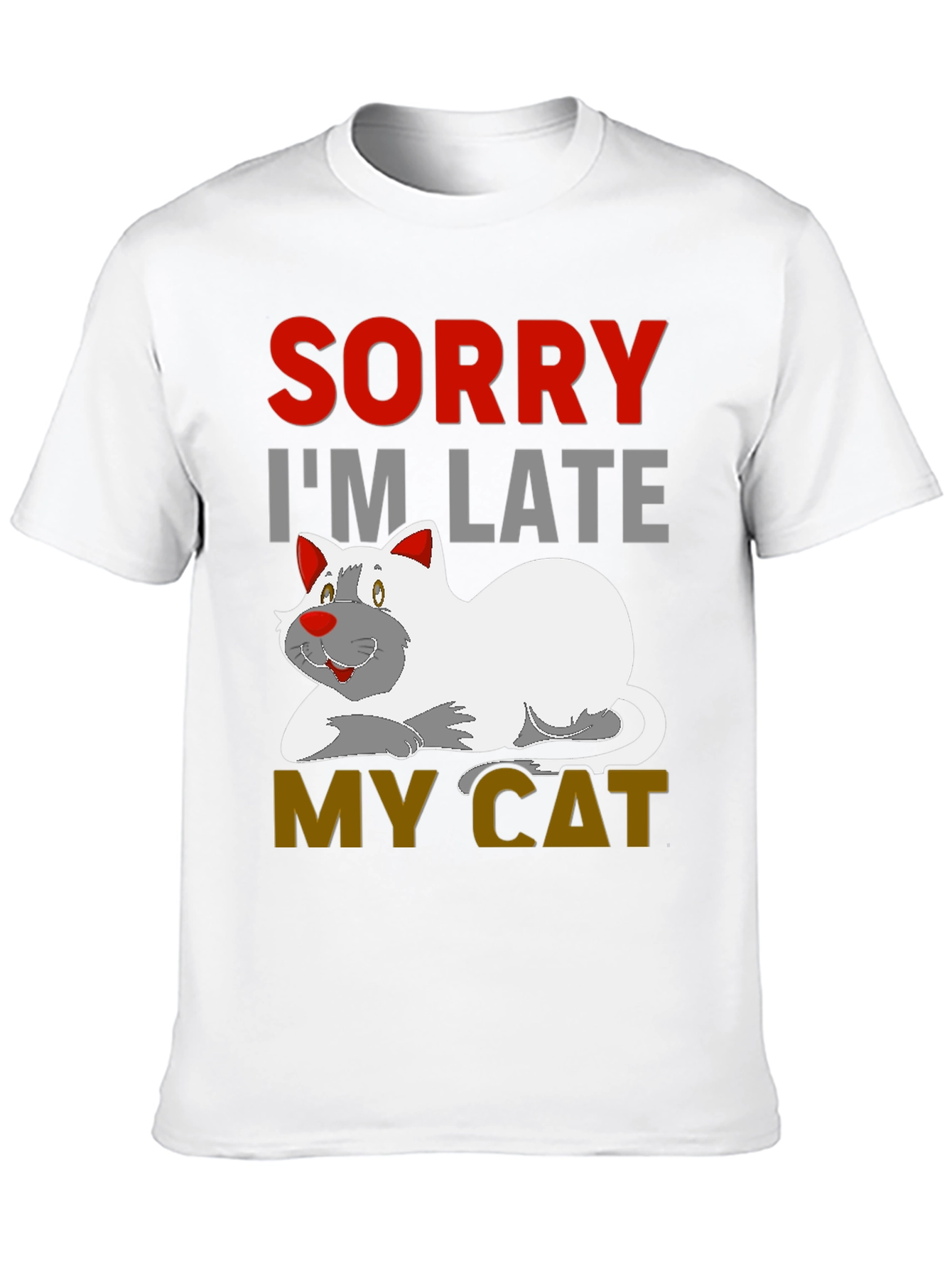 Black Sorry I'm Late My Cat Black T-Shirt view 10