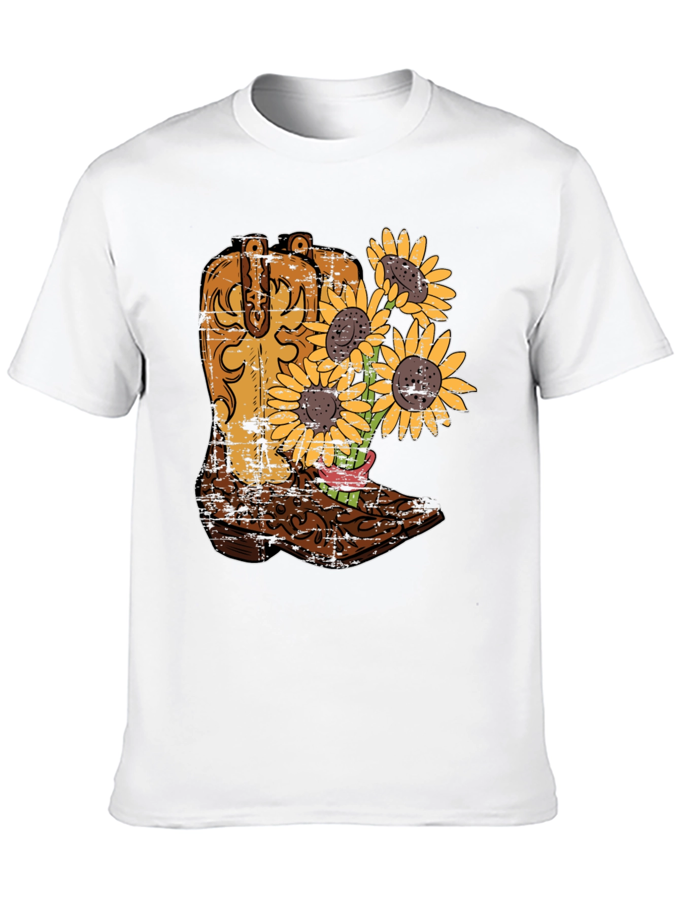 Black Cowboy Boot & Sunflower Graphic T-Shirt view 10