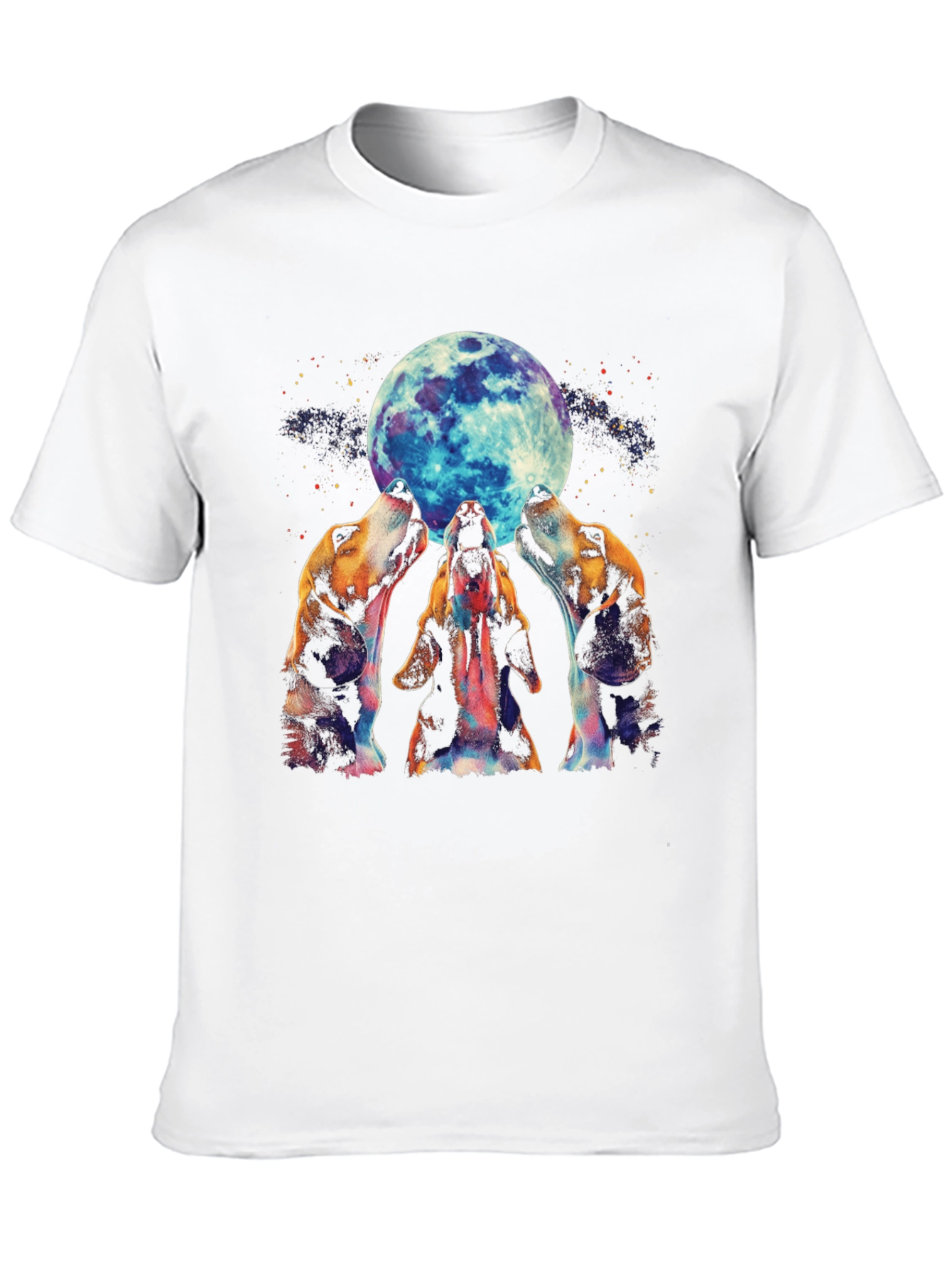 Black Dog Howling at Moon Graphic Tee - Black Cotton Blend view 10