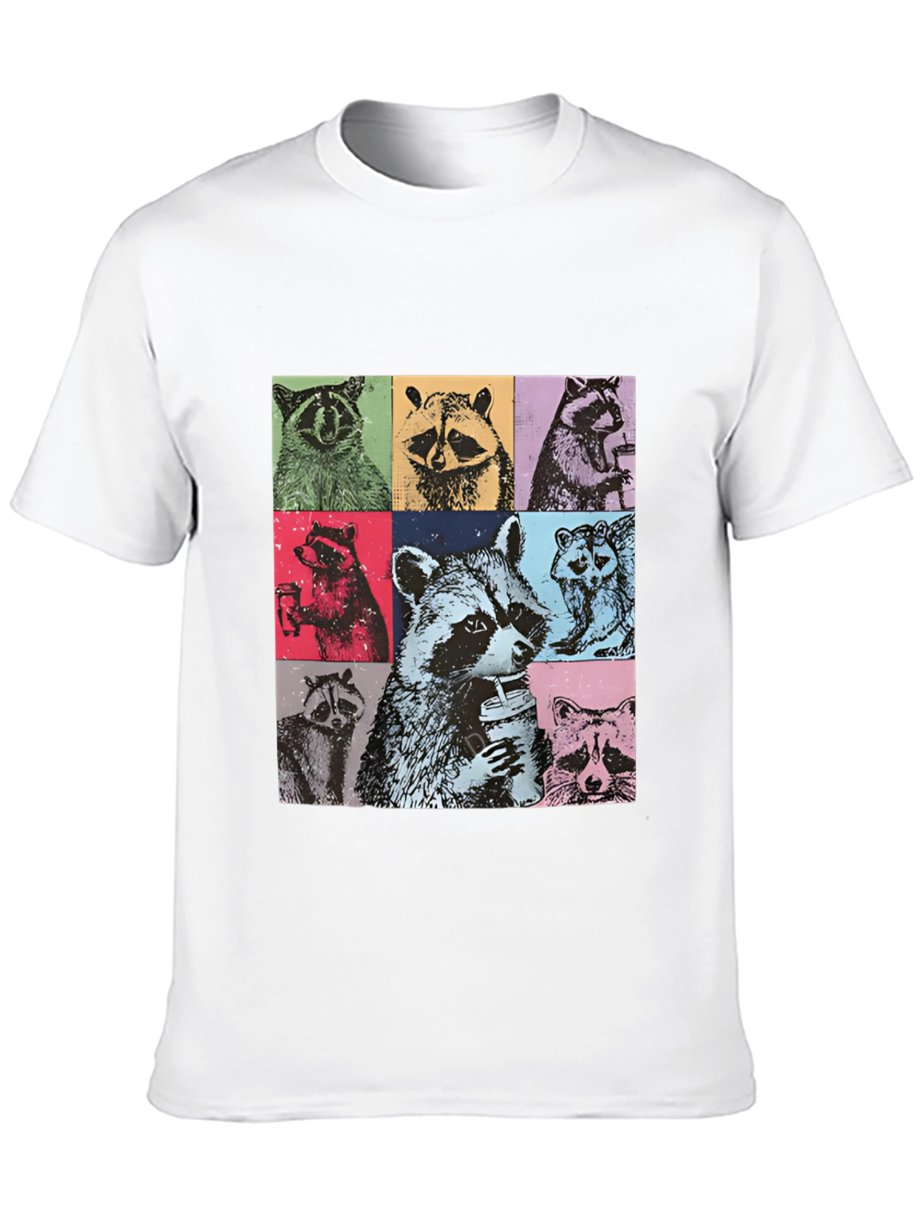 Black Raccoon Collage Graphic Tee - Novelty Design view 10