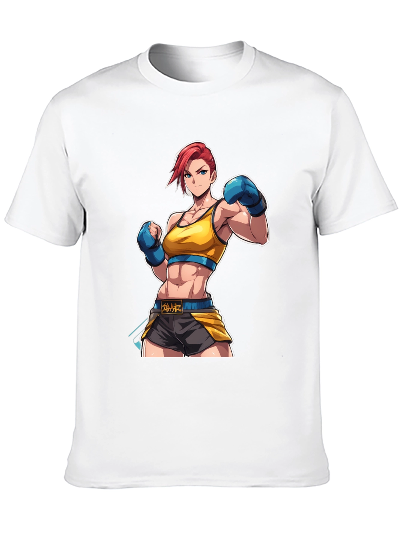 Black Anime Boxer Graphic Tee - Black Cotton Blend view 10