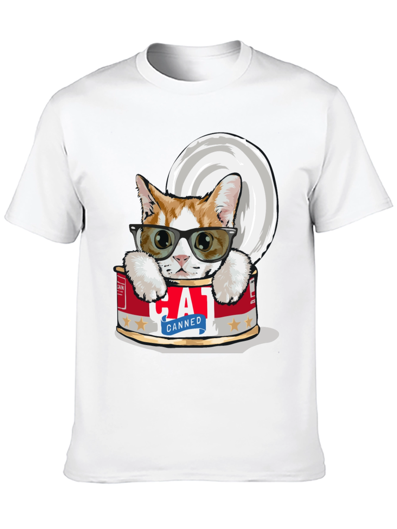 Black Canned Cat T-Shirt - Funny Graphic Tee view 10