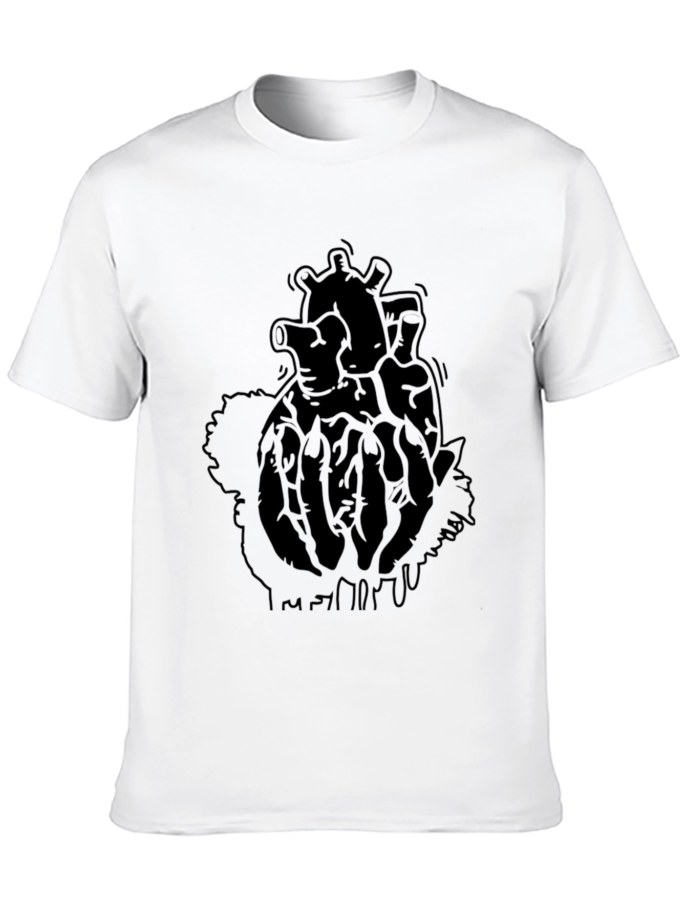 Black Men's Black Anatomical Heart Graphic Tee view 10