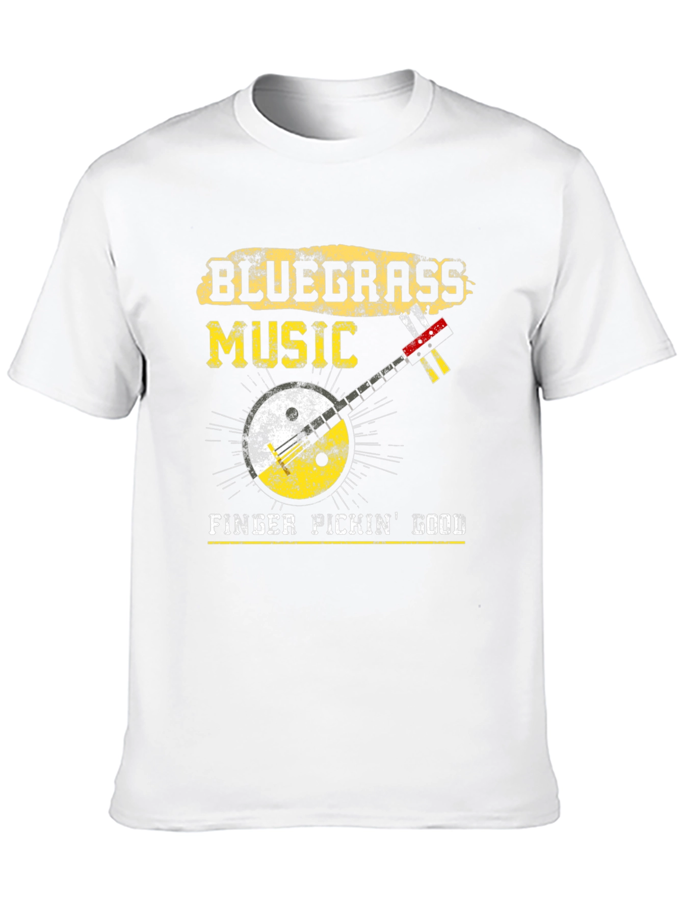 Black Bluegrass Music Banjo Graphic T-Shirt view 10