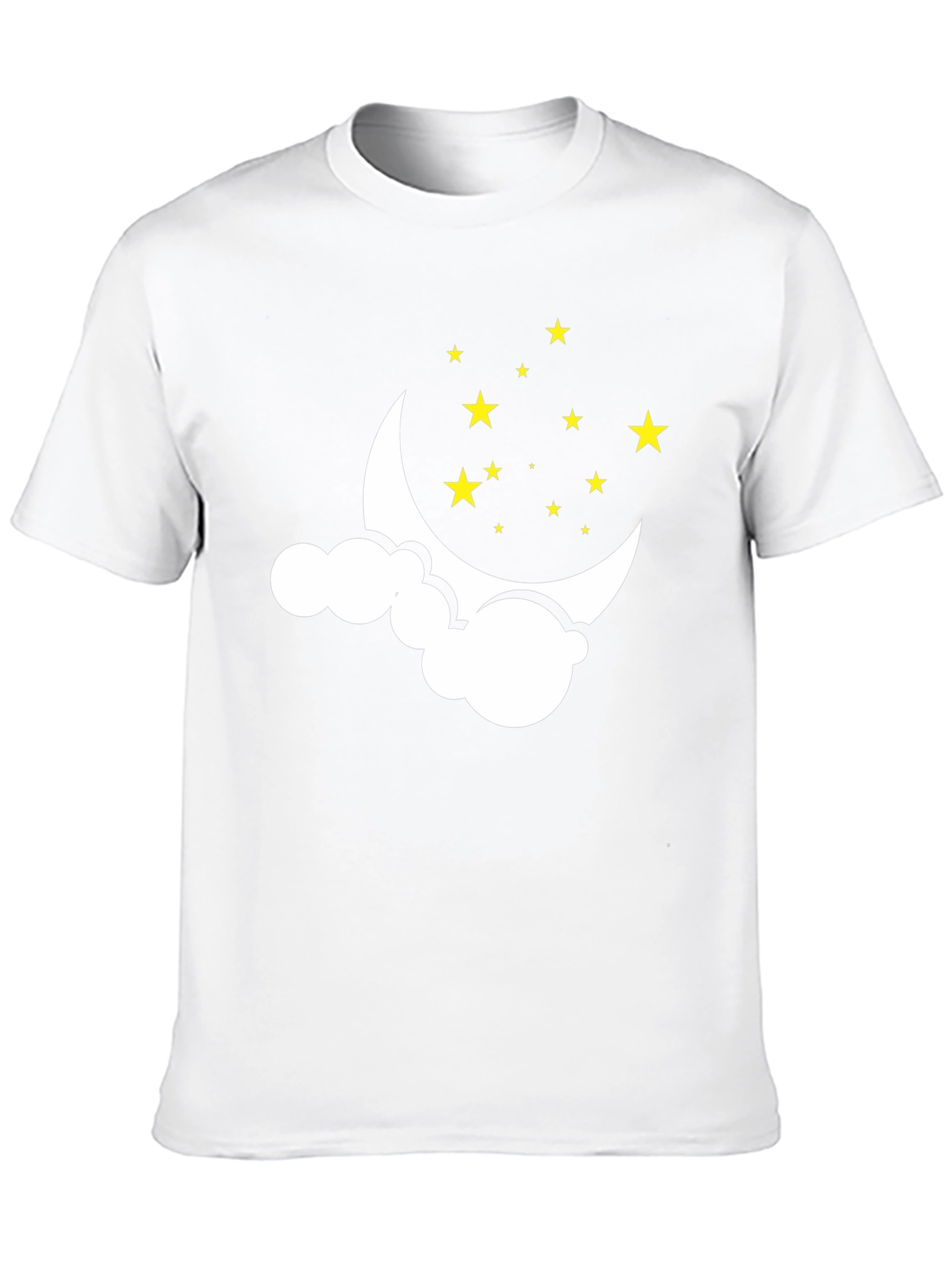 Black Dreamy Night Tee: Crescent Moon & Stars Graphic T-Shirt view 10