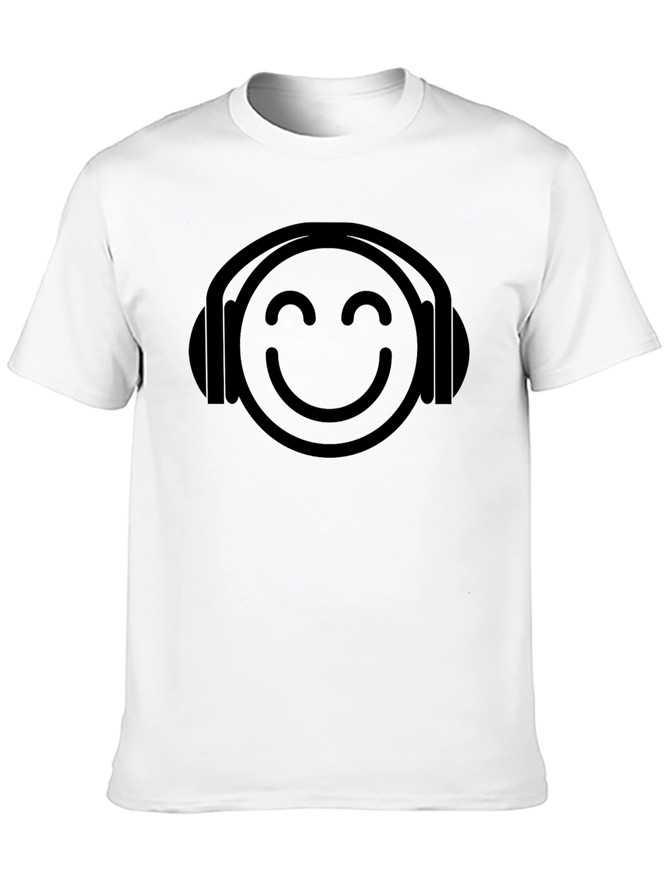 Black Smiley Face Headphones Black T-Shirt view 10