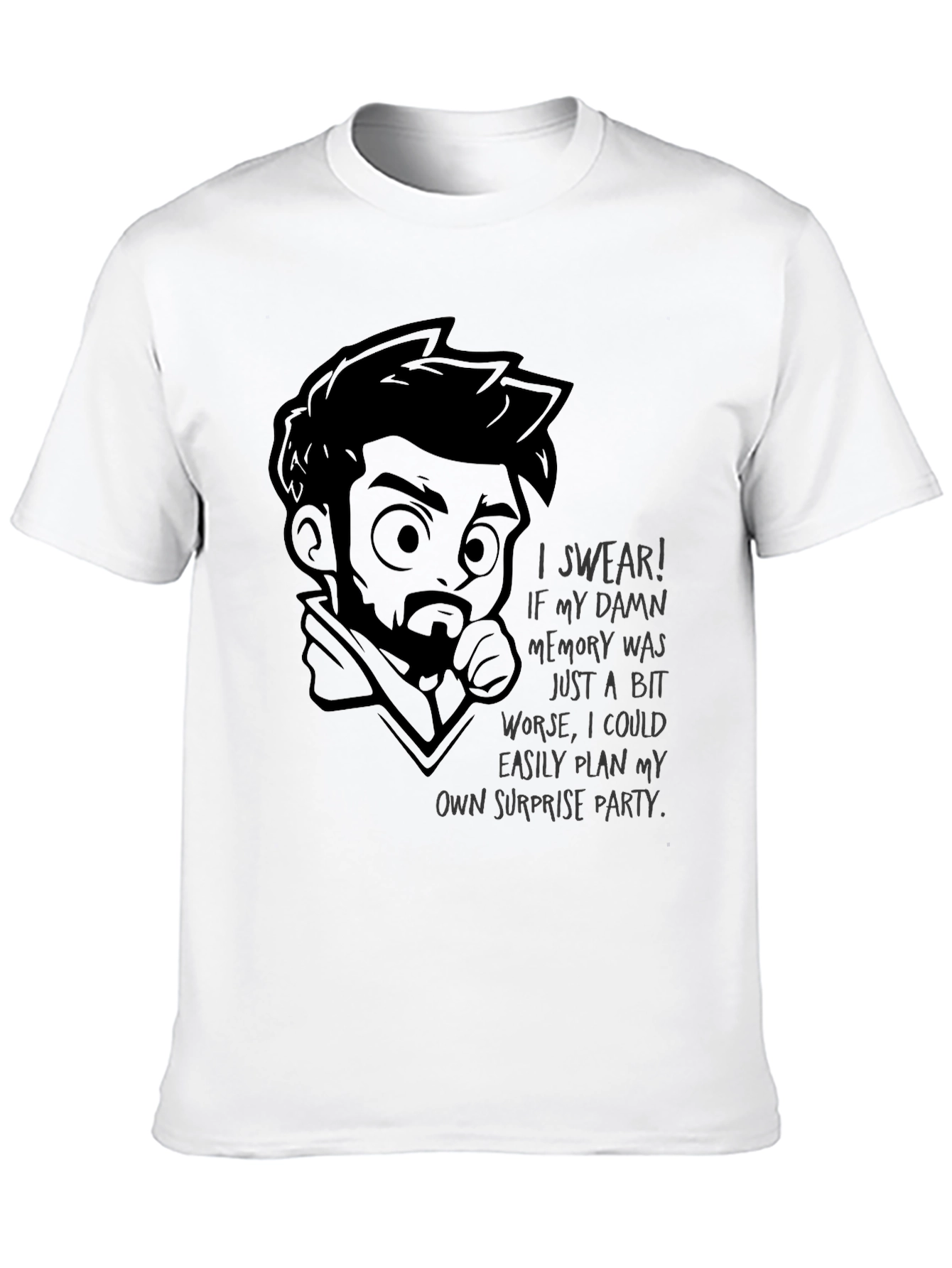 Black Humorous "Bad Memory" Graphic T-Shirt - Black view 10