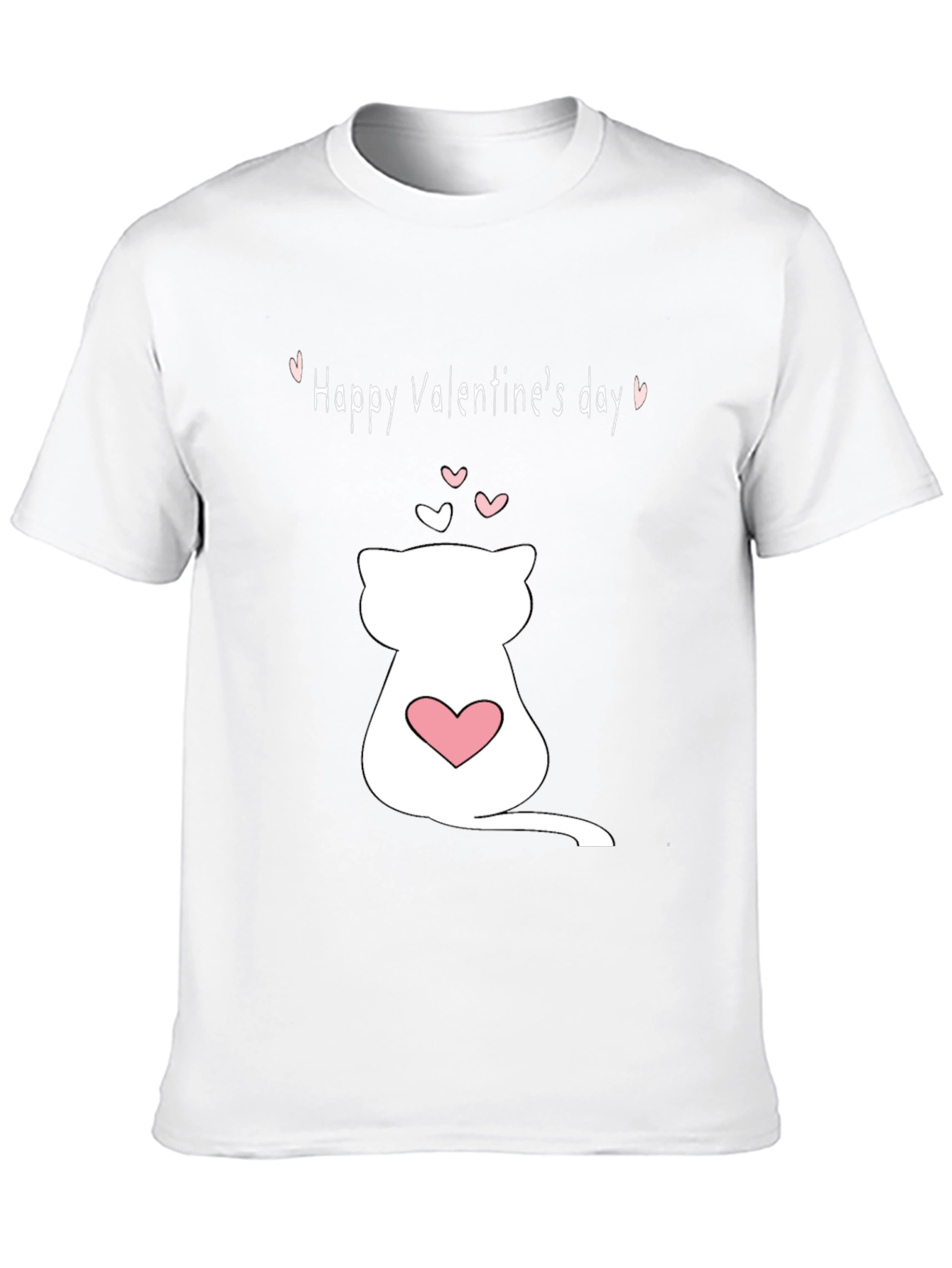 Black Cat Valentine's Day T-Shirt - Black Crew Neck view 10