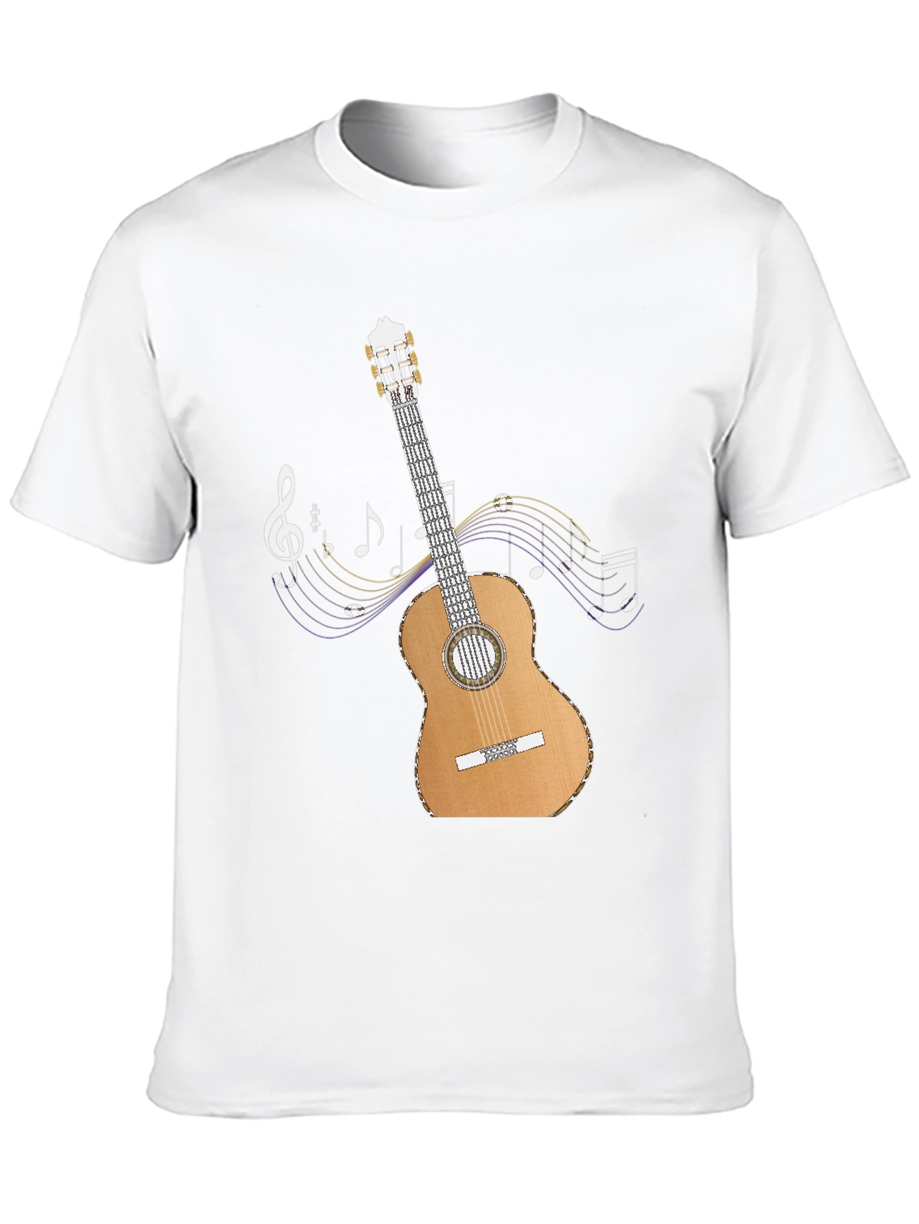 Black Guitar Music Notes Graphic T-Shirt view 10