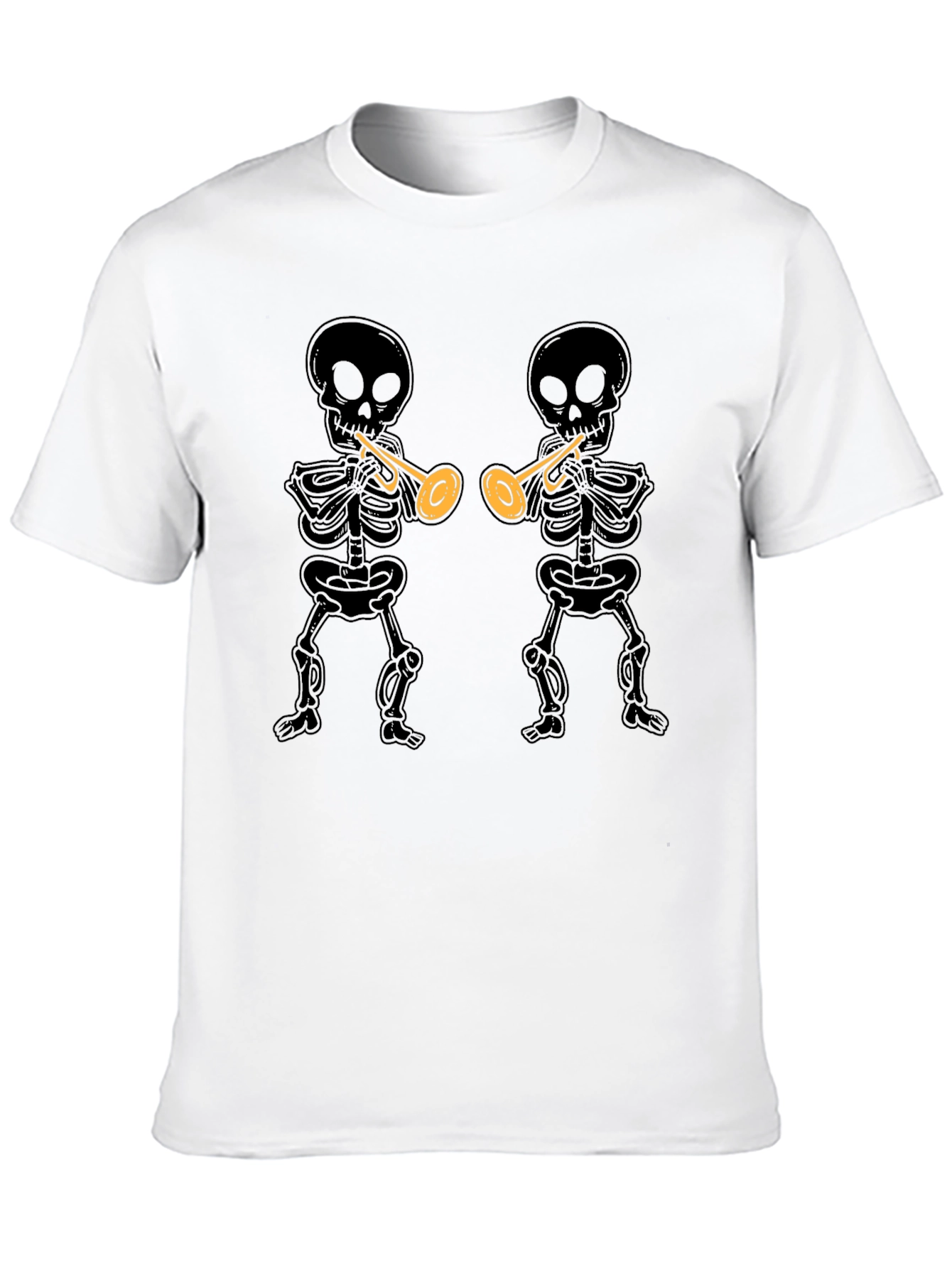 Black Skeleton Trumpet T-Shirt - Black Graphic Tee view 10