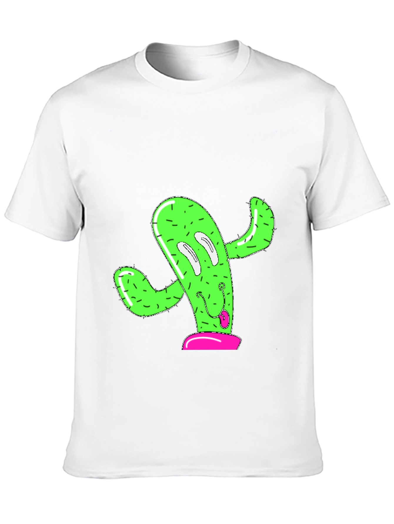 Black Funny Cactus Graphic Tee - Black Cotton T-Shirt view 10
