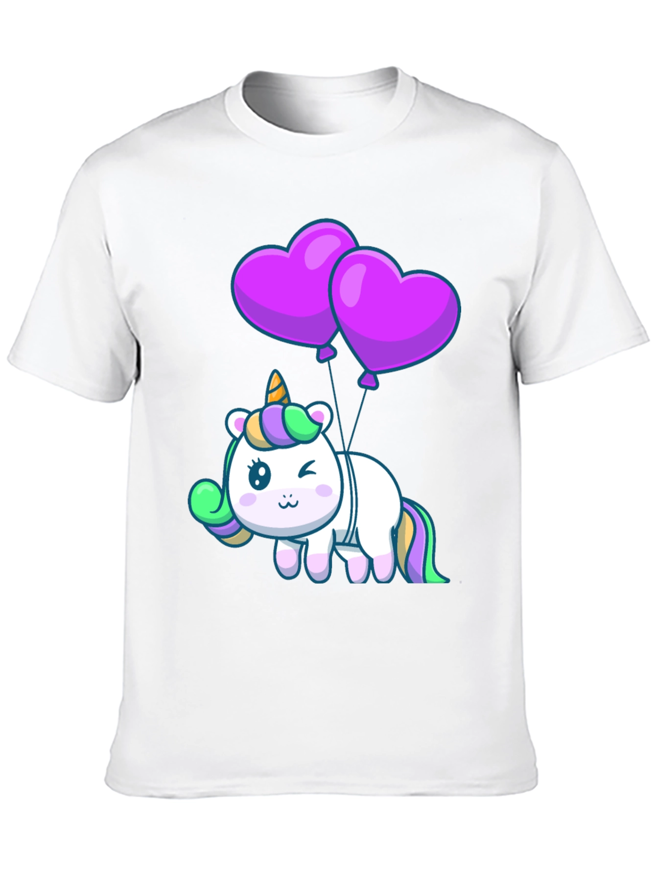 Black Unicorn Heart Balloons Graphic Tee - Black view 10