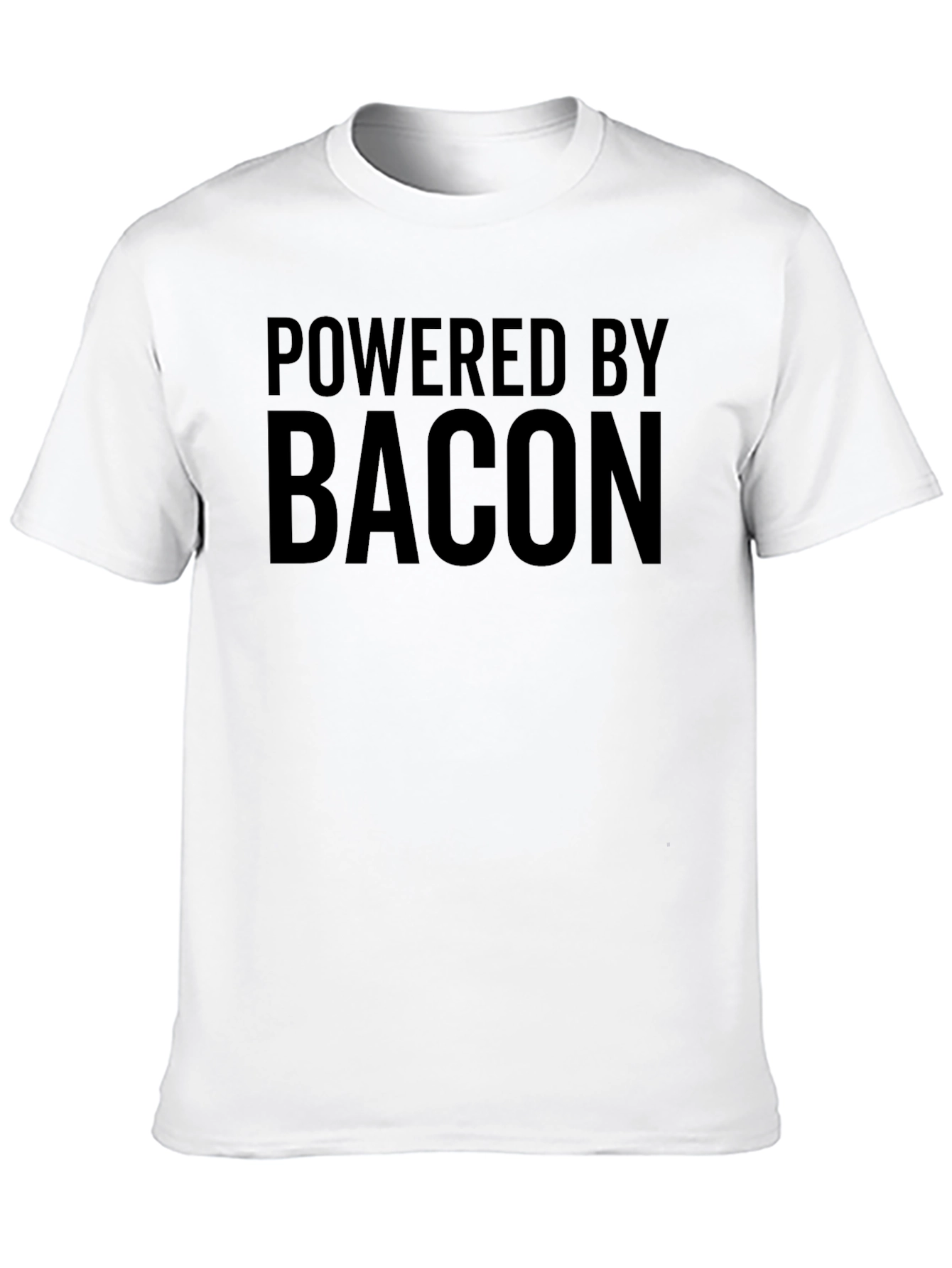 Black Powered by Bacon - Funny Graphic T-Shirt view 10