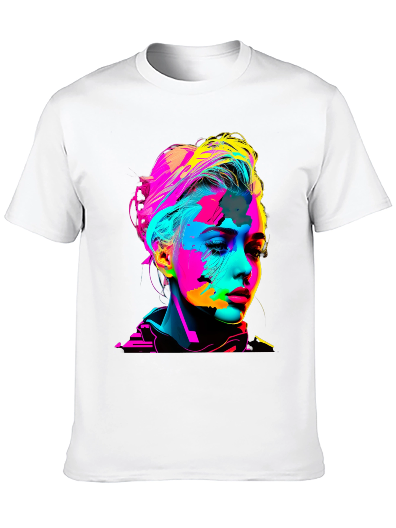 Black Pop Art Woman Graphic Black T-Shirt view 10