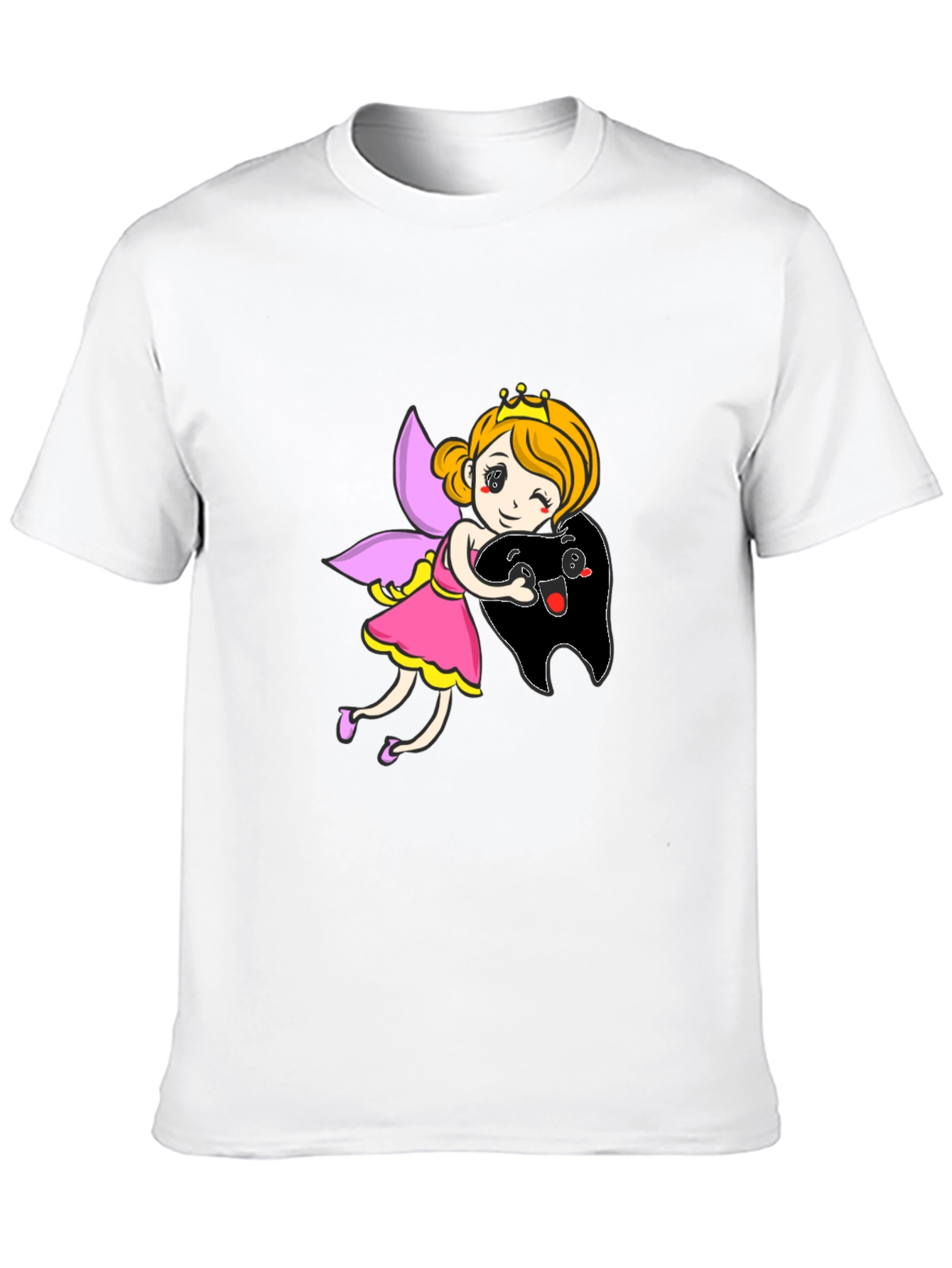 Black Tooth Fairy Hugging Tooth Graphic T-Shirt view 10