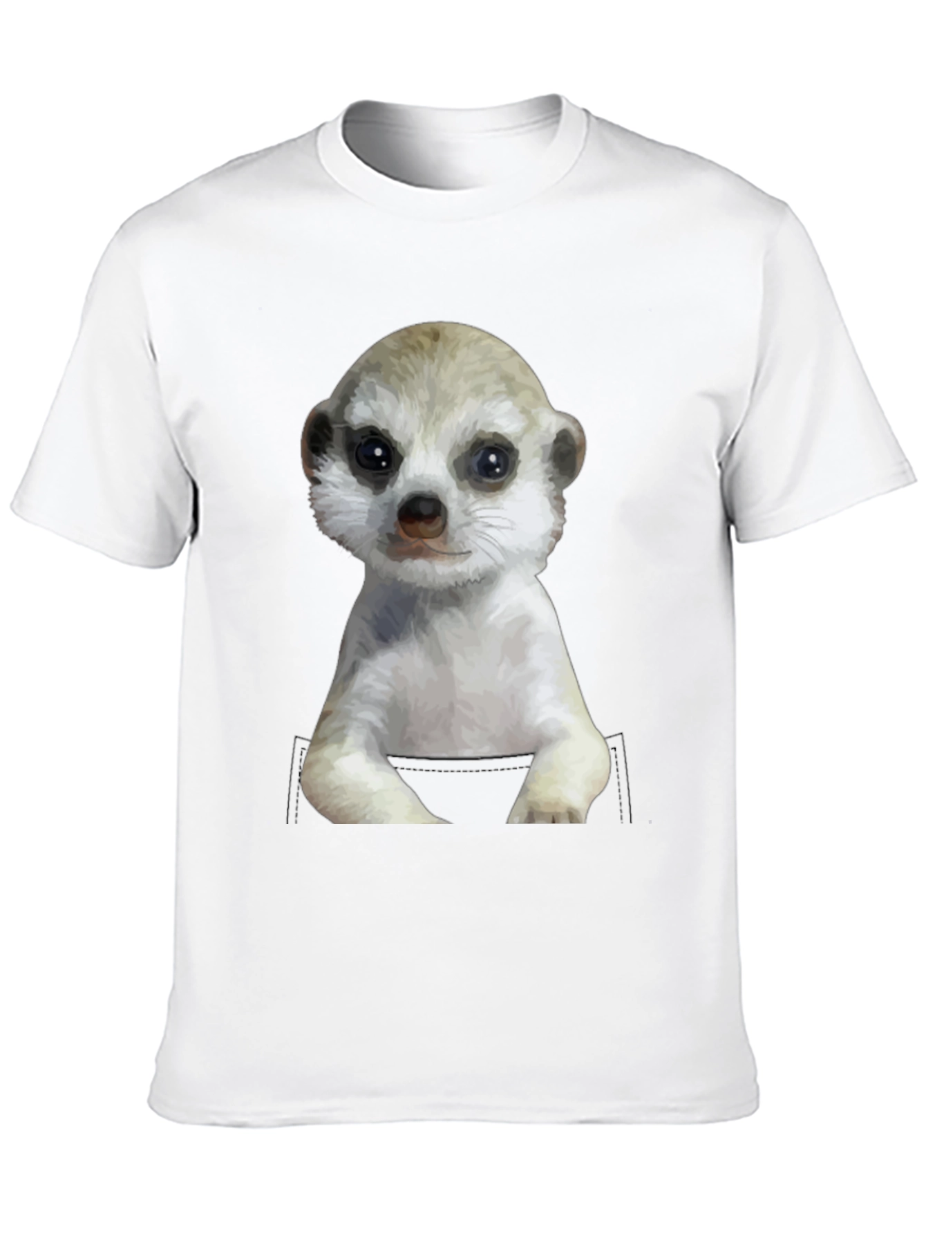 Black Meerkat in Pocket Graphic Tee - Cute Animal T-Shirt view 10