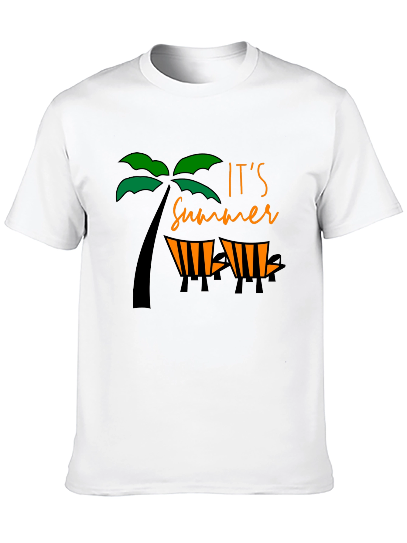 Black Summer Vibe Black T-Shirt - Palm Tree & Beach Chair Design view 10