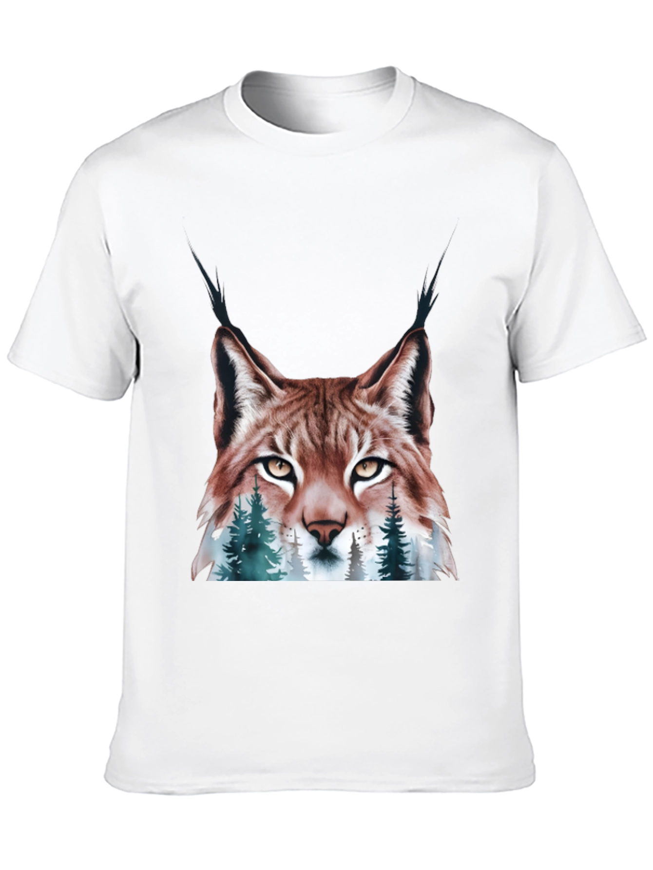 Black Lynx & Forest Graphic Print T-Shirt - Nature Inspired Tee view 10