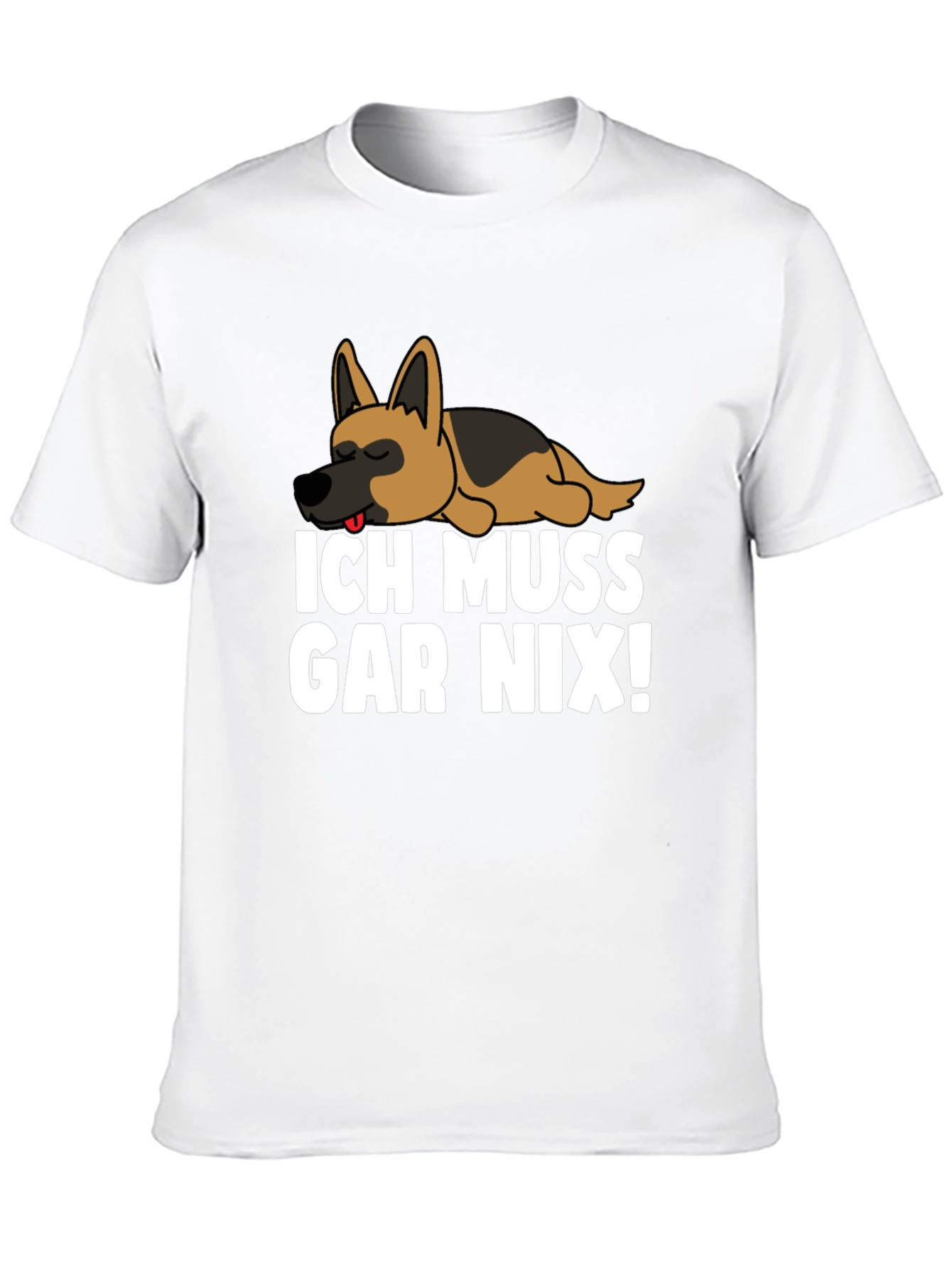 Black Ich Muss Gar Nix! T-Shirt with Sleeping German Shepherd view 10