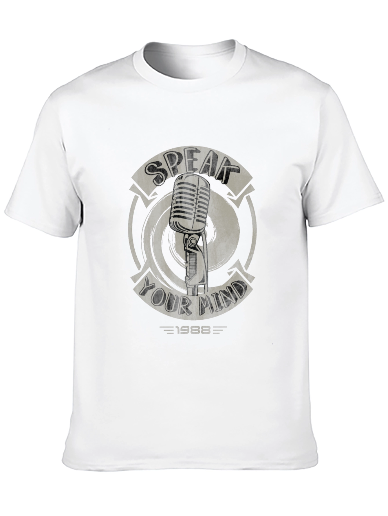 Black Speak Your Mind Graphic Tee - Retro Microphone Design view 10