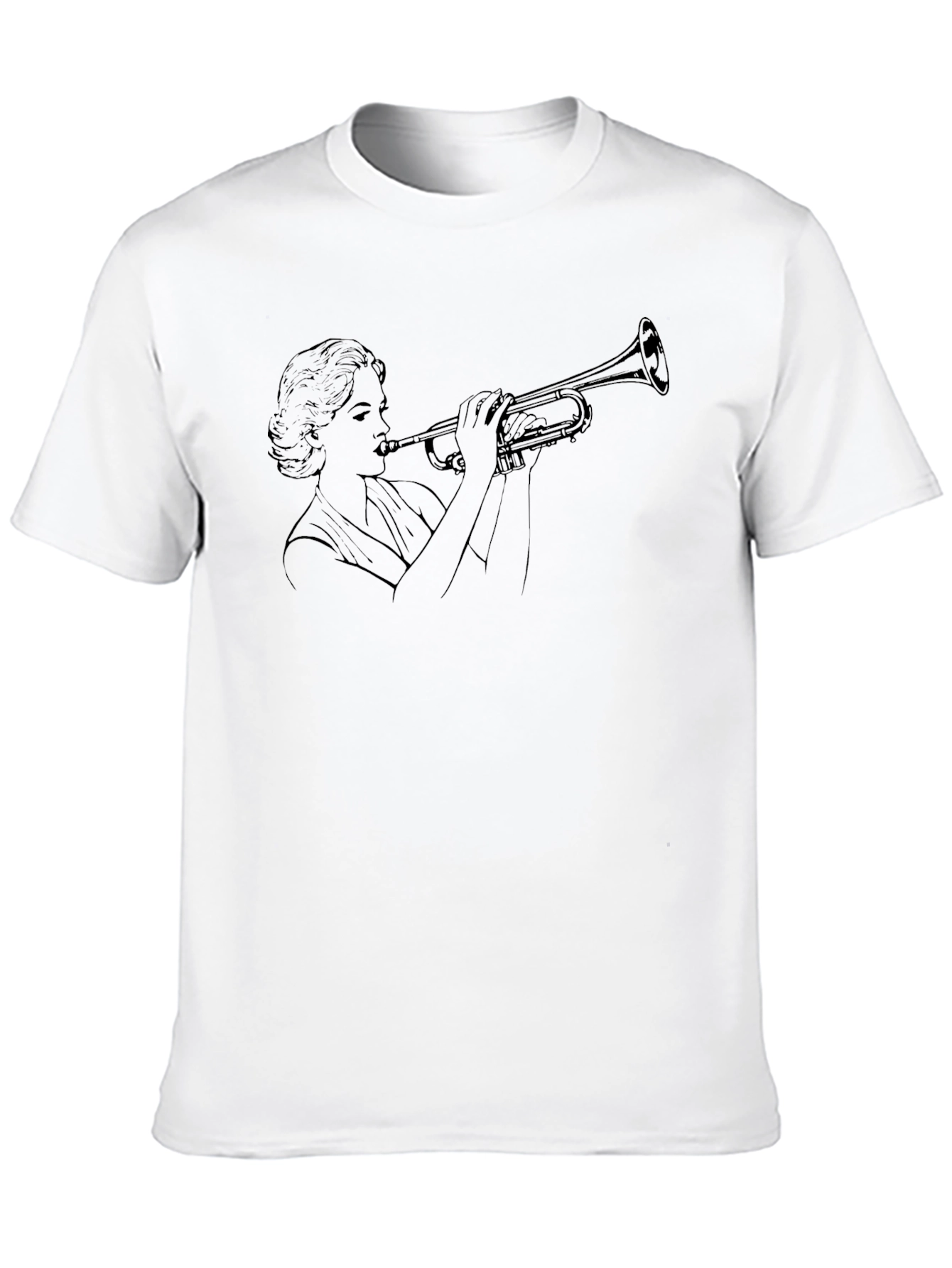 Black Trumpet Woman Black T-Shirt - Unique Musician Tee view 10