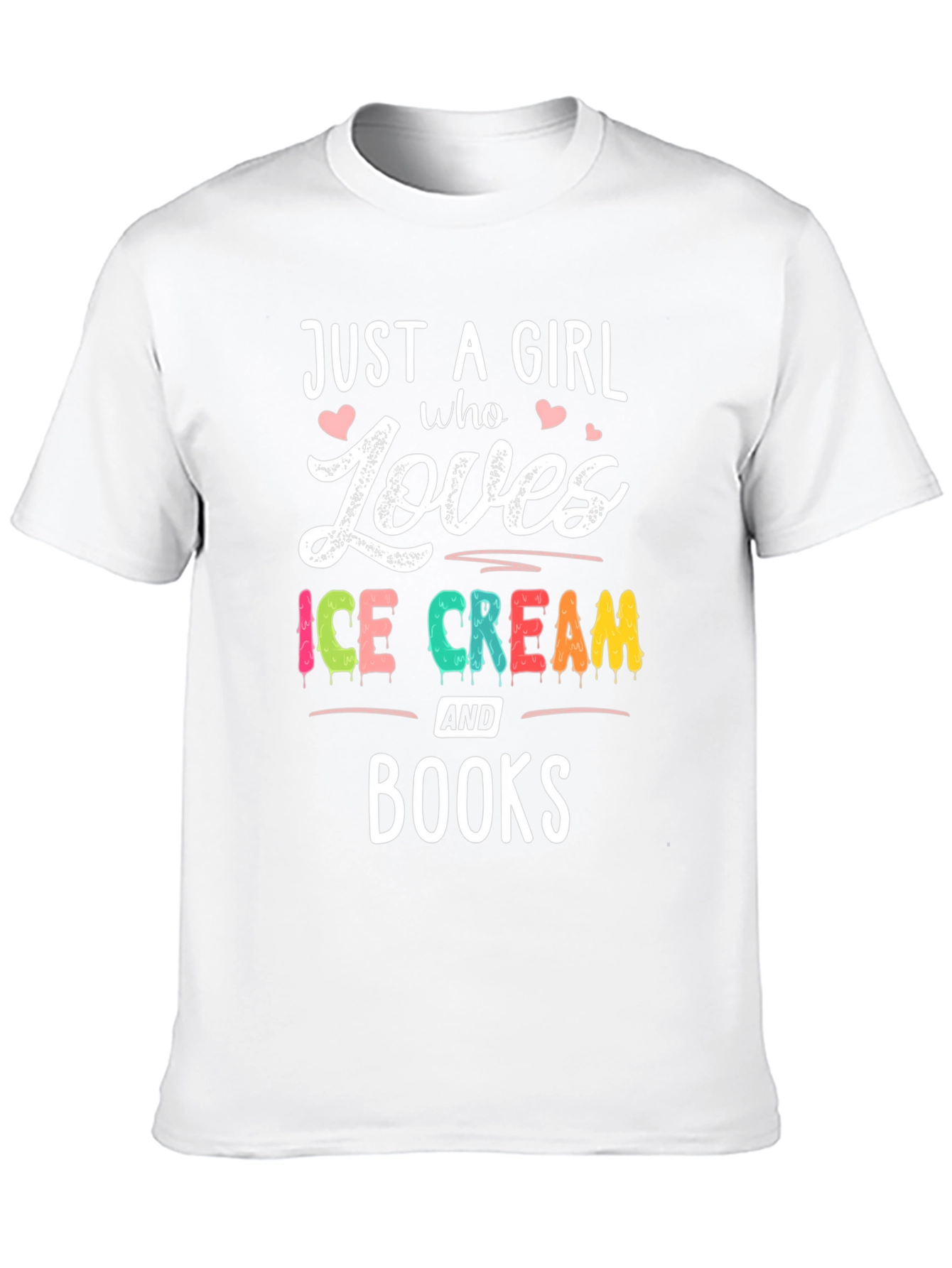 Black Just A Girl Who Loves Ice Cream & Books T-Shirt view 10