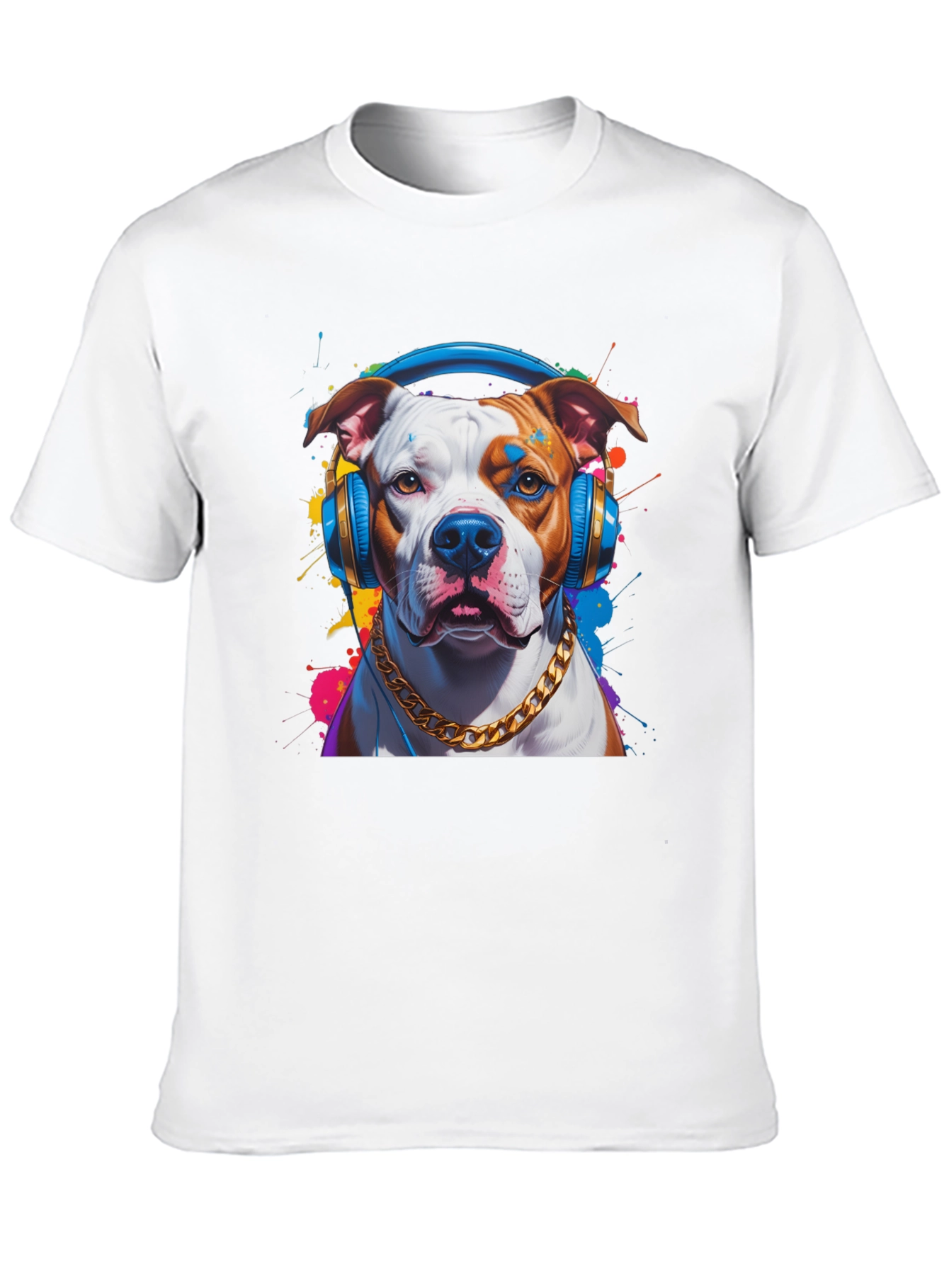 Black Dog with Headphones Graphic T-Shirt view 10