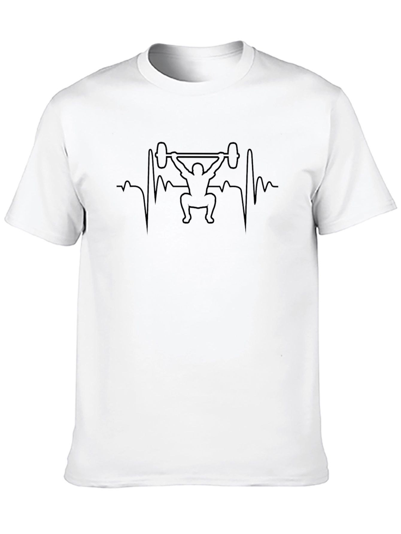 Black Weightlifting Heartbeat T-Shirt - Black Cotton Tee view 10