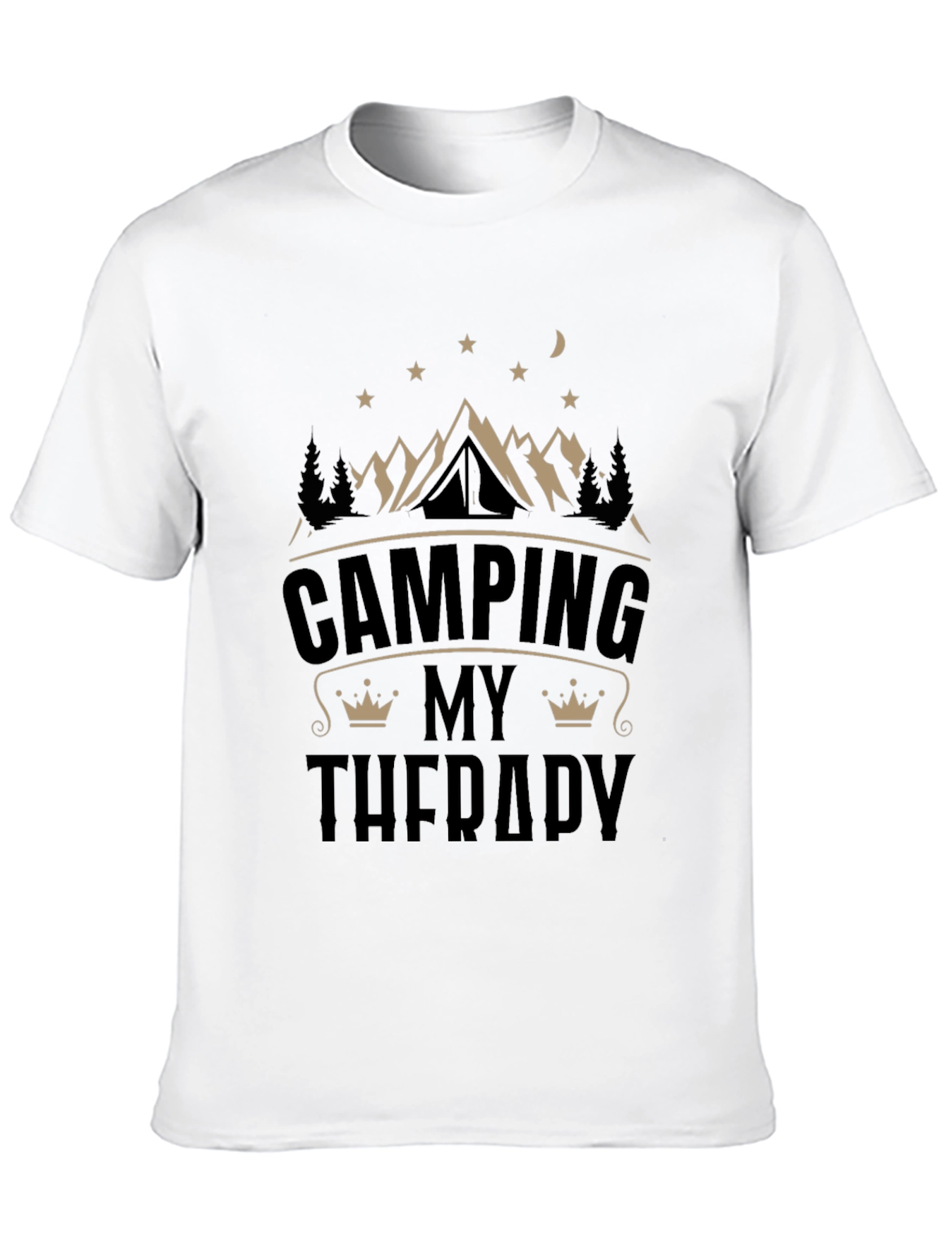Black Camping My Therapy T-Shirt Black Cotton Crew Neck view 10