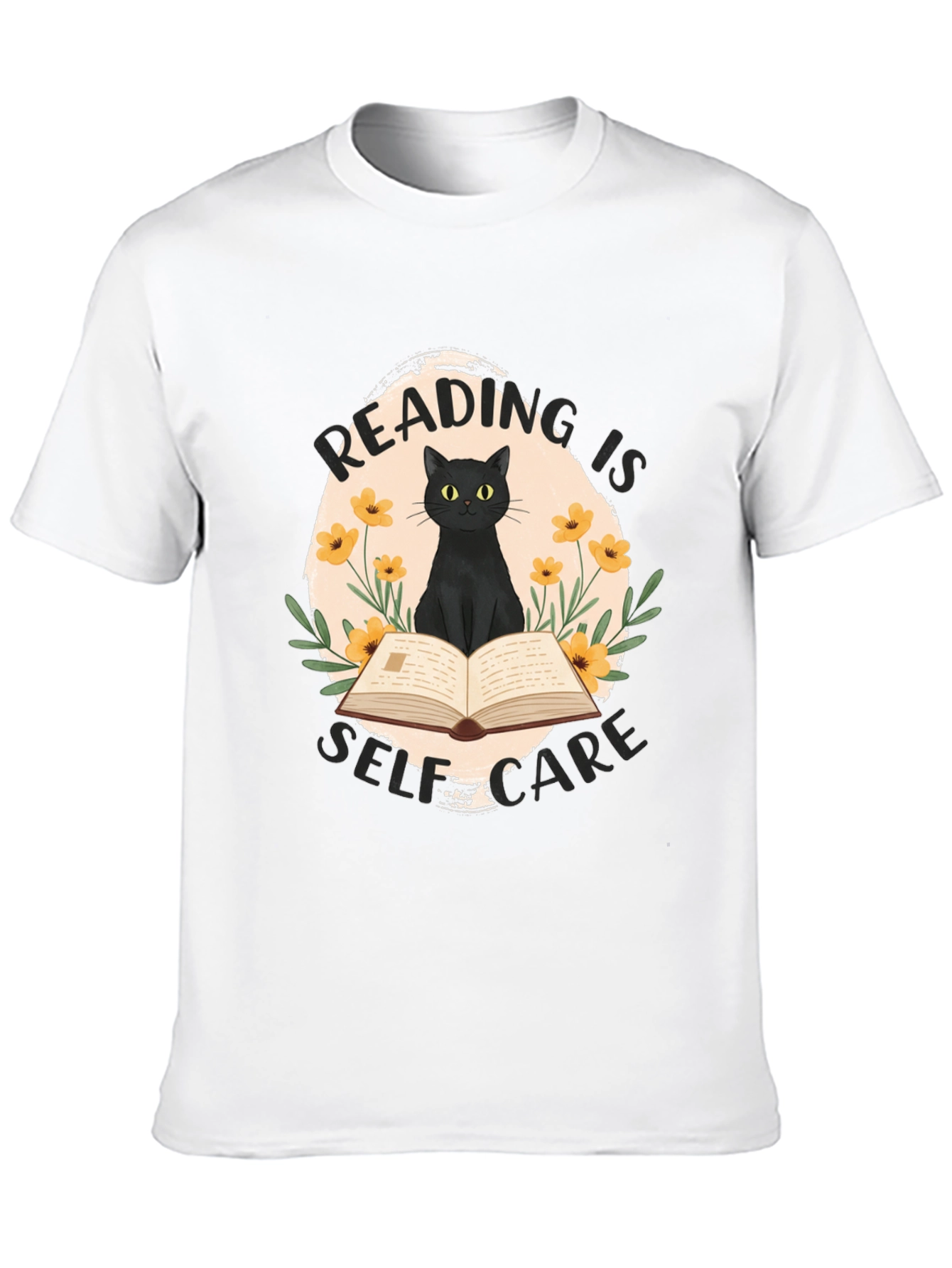 Black Reading is Self-Care Cat Graphic T-Shirt view 10