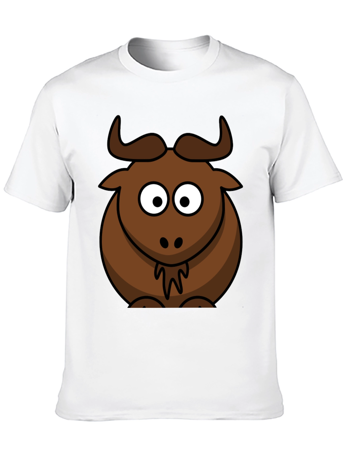 Black Cartoon Bull Graphic Tee - Black Cotton T-Shirt view 10
