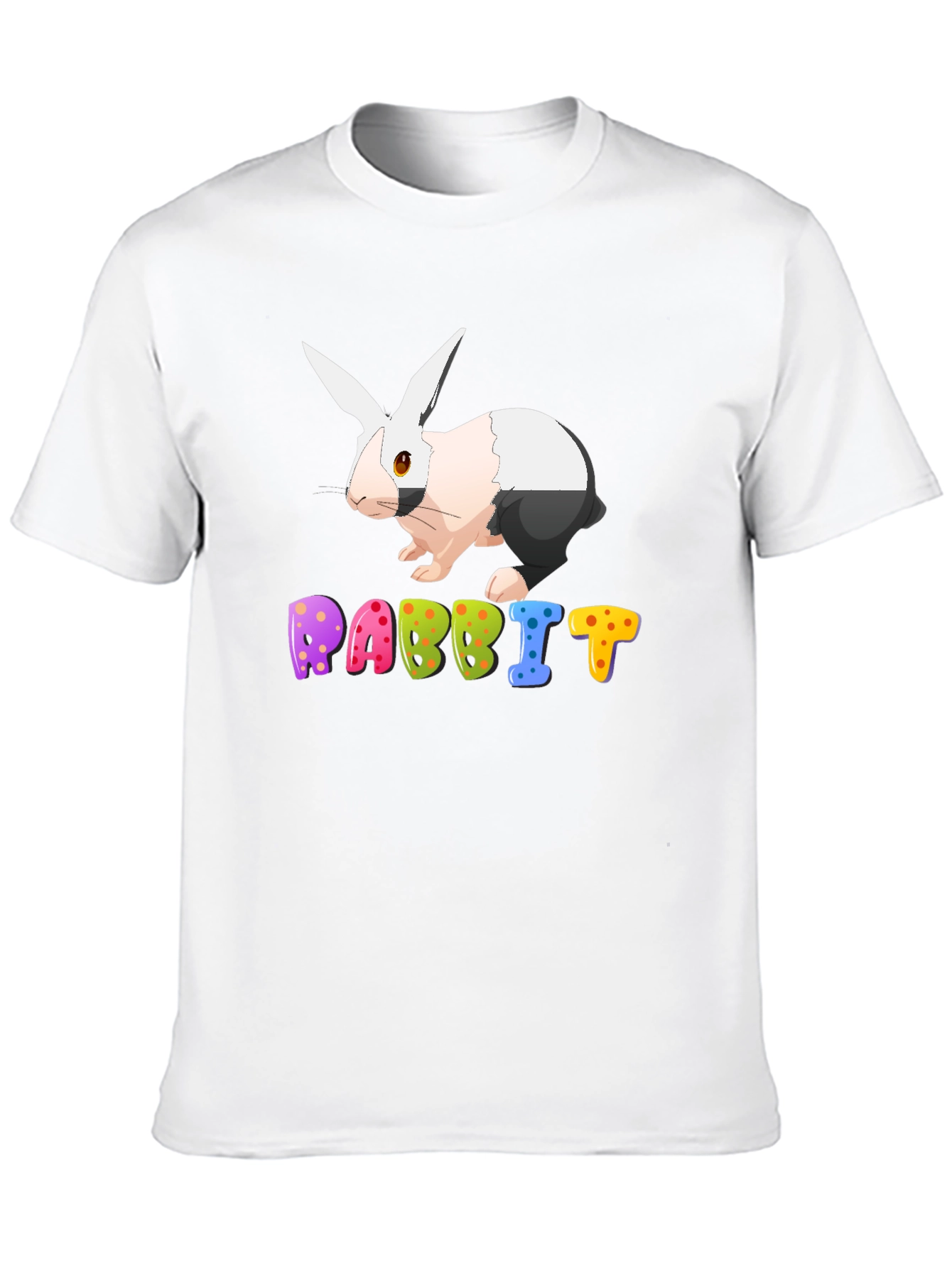 Black Rabbit Graphic Tee - Colorful Cartoon Bunny T-Shirt view 10