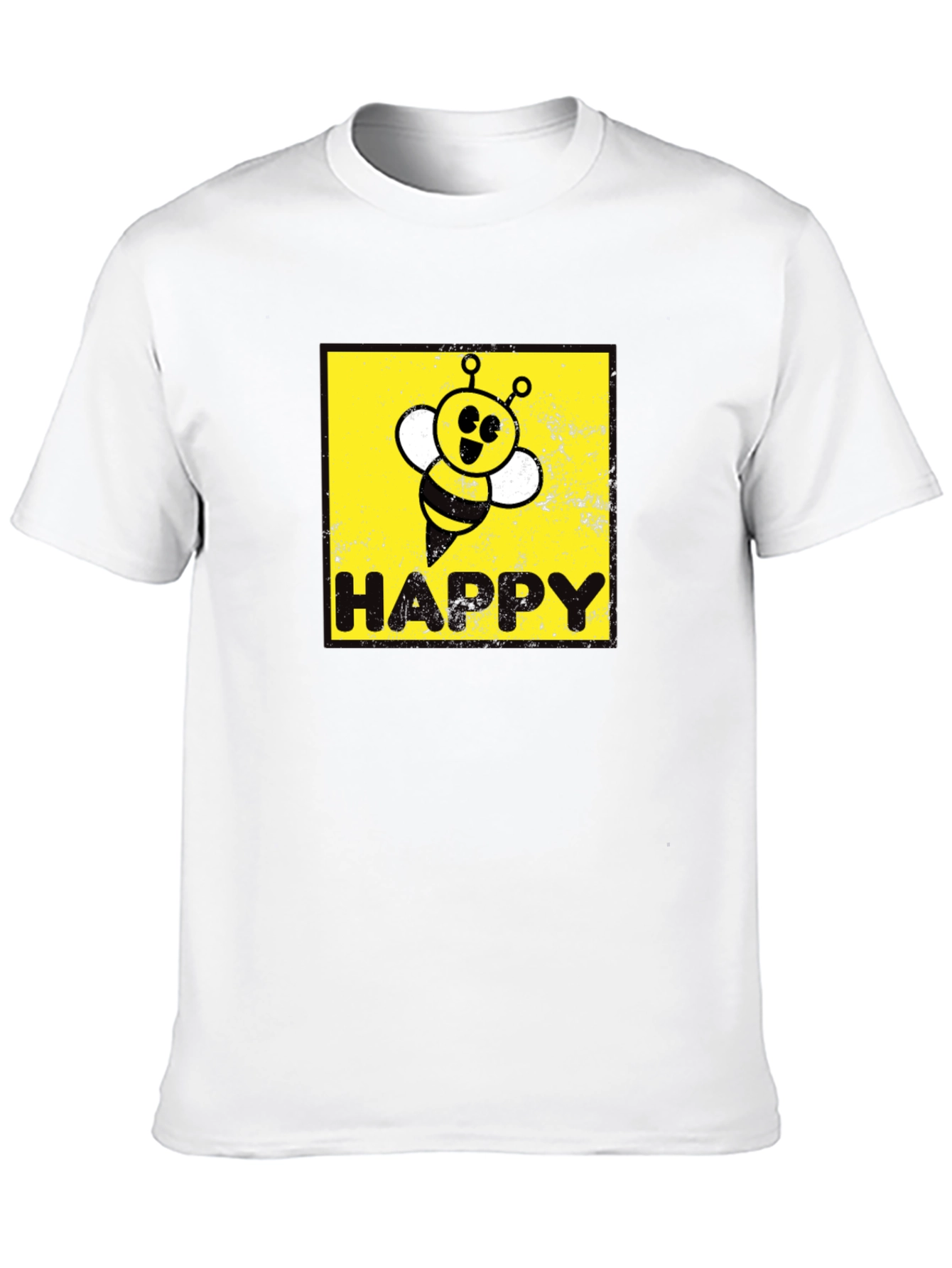 Black Happy Bee Graphic Tee - Black Cotton Blend view 10