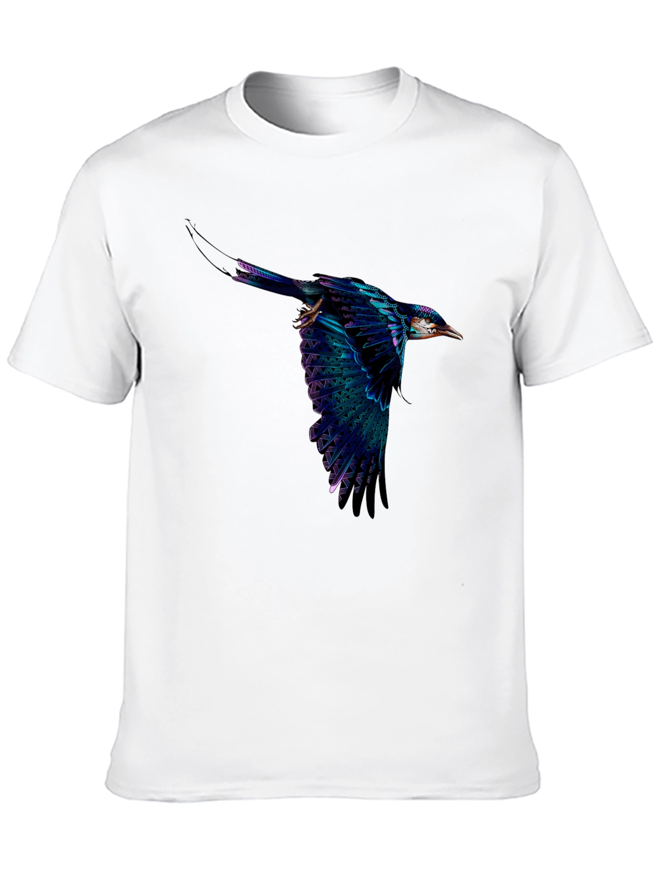 Black Vivid Flying Bird Graphic Black T-Shirt view 10