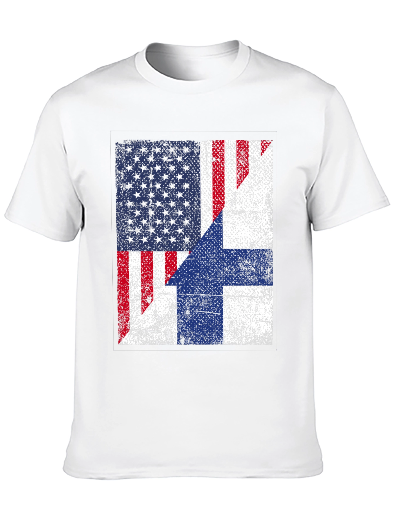 Black USA Finland Flag Graphic Print T-Shirt view 10