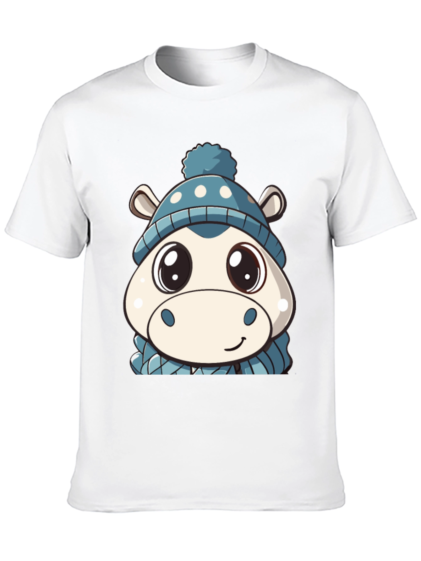 Black Cute Hippo in Hat Graphic Black T-Shirt view 10