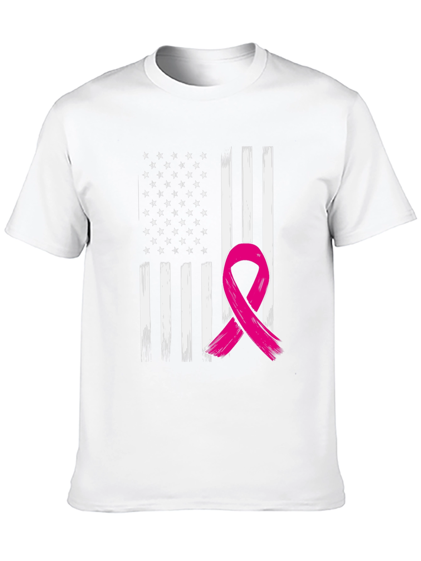 Black American Flag Breast Cancer Awareness T-Shirt view 10