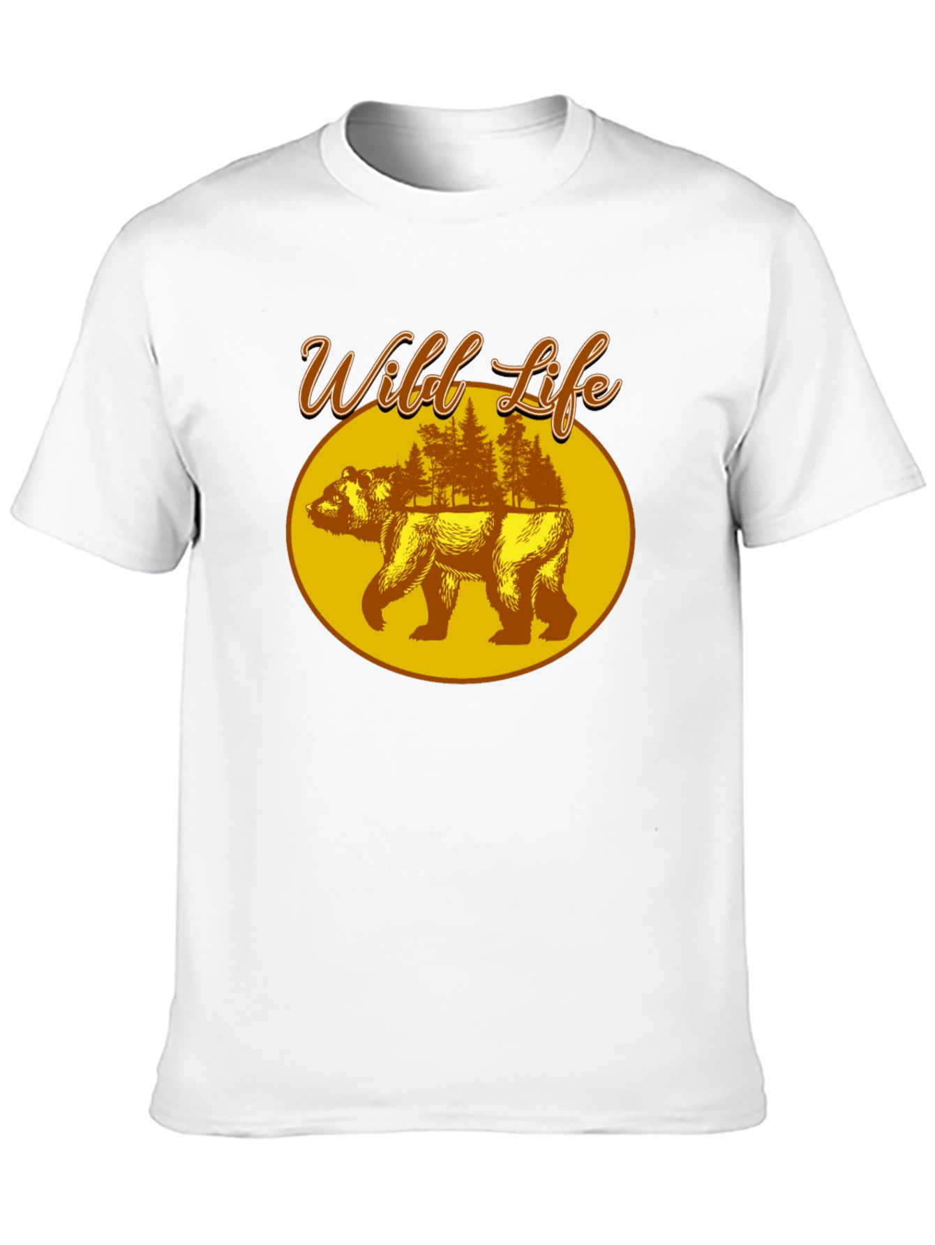 Black Wild Life Bear Graphic Print Black T-Shirt view 10