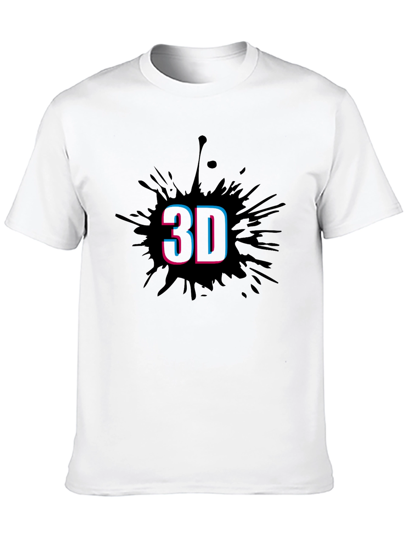 Black Stylish Men's Black T-Shirt with 3D Splash Design view 10