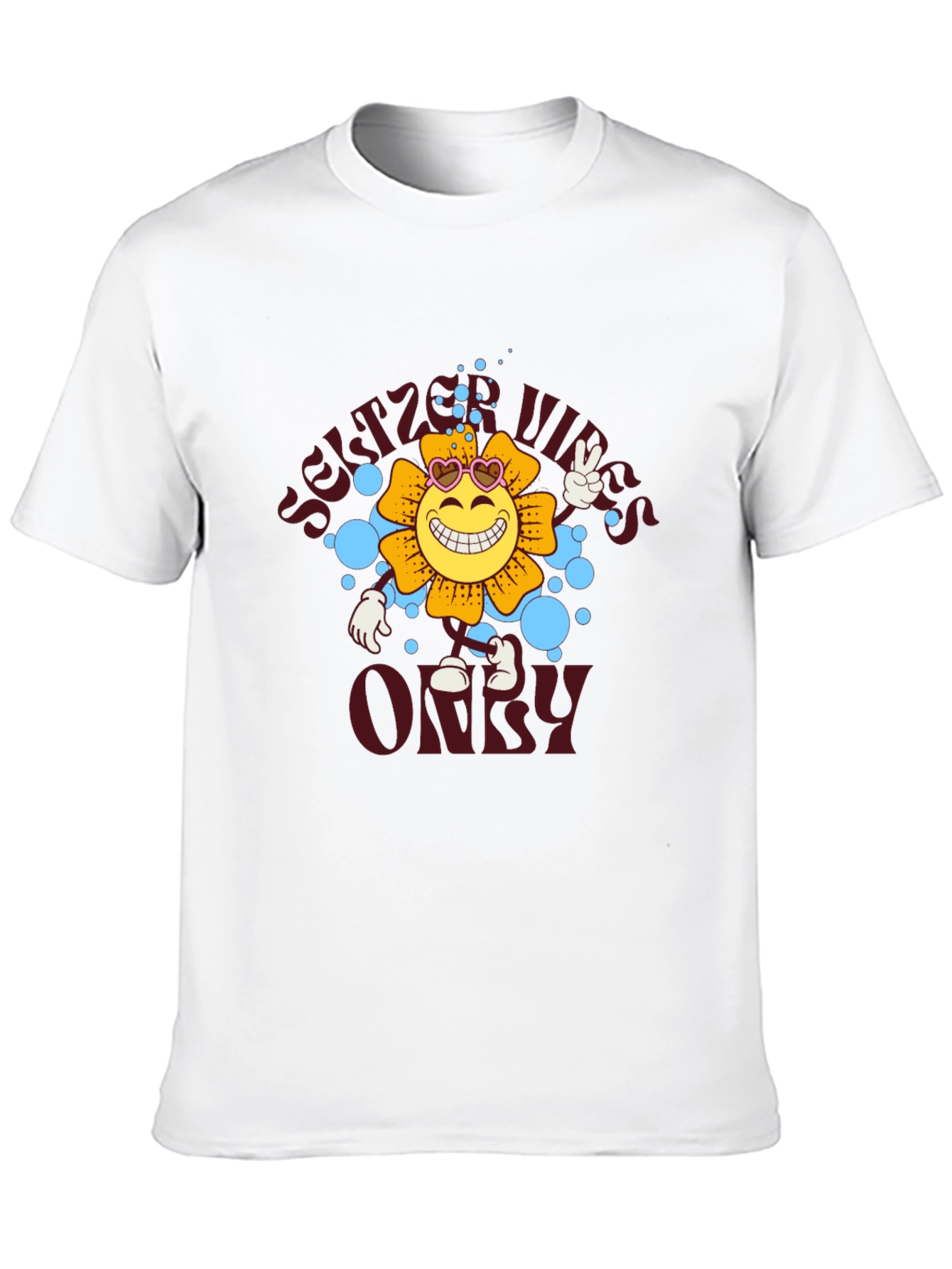 Black Seltzer Vibes Only Graphic Tee - Smiley Flower view 10