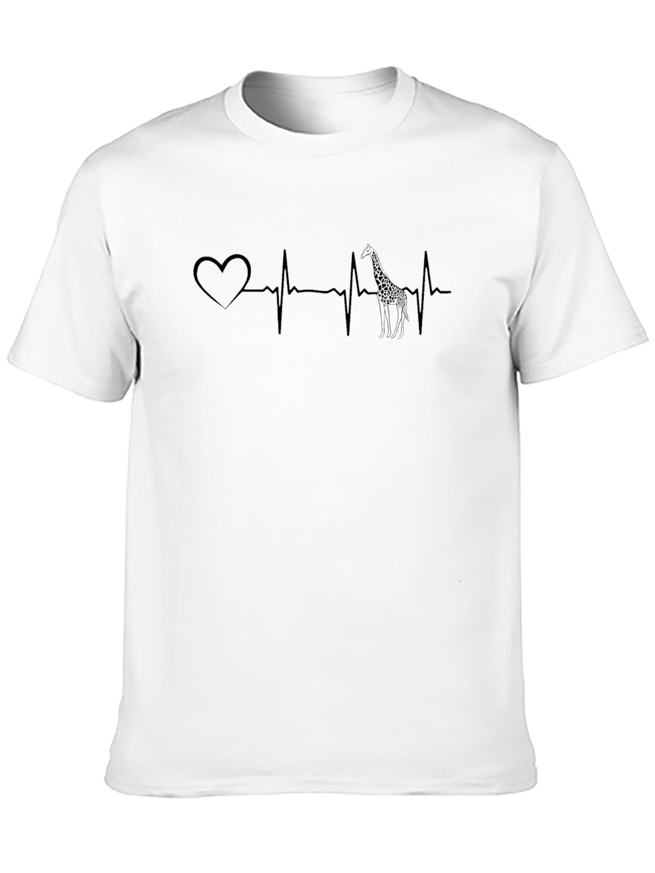 Black Heartbeat Giraffe Graphic T-Shirt - Men's Black Tee view 10