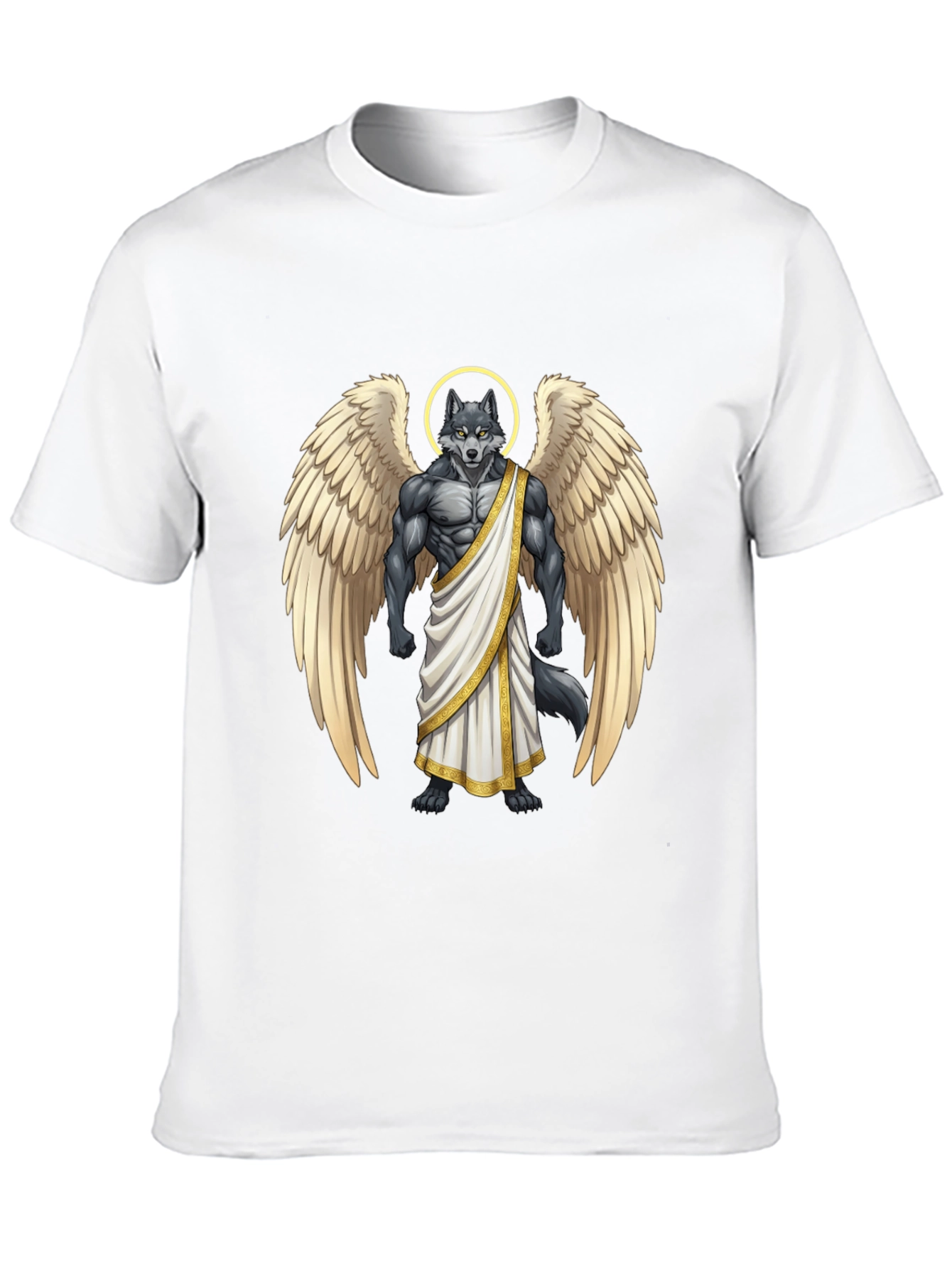 Black Angel Wolf Graphic Tee - Black Cotton T-Shirt view 10